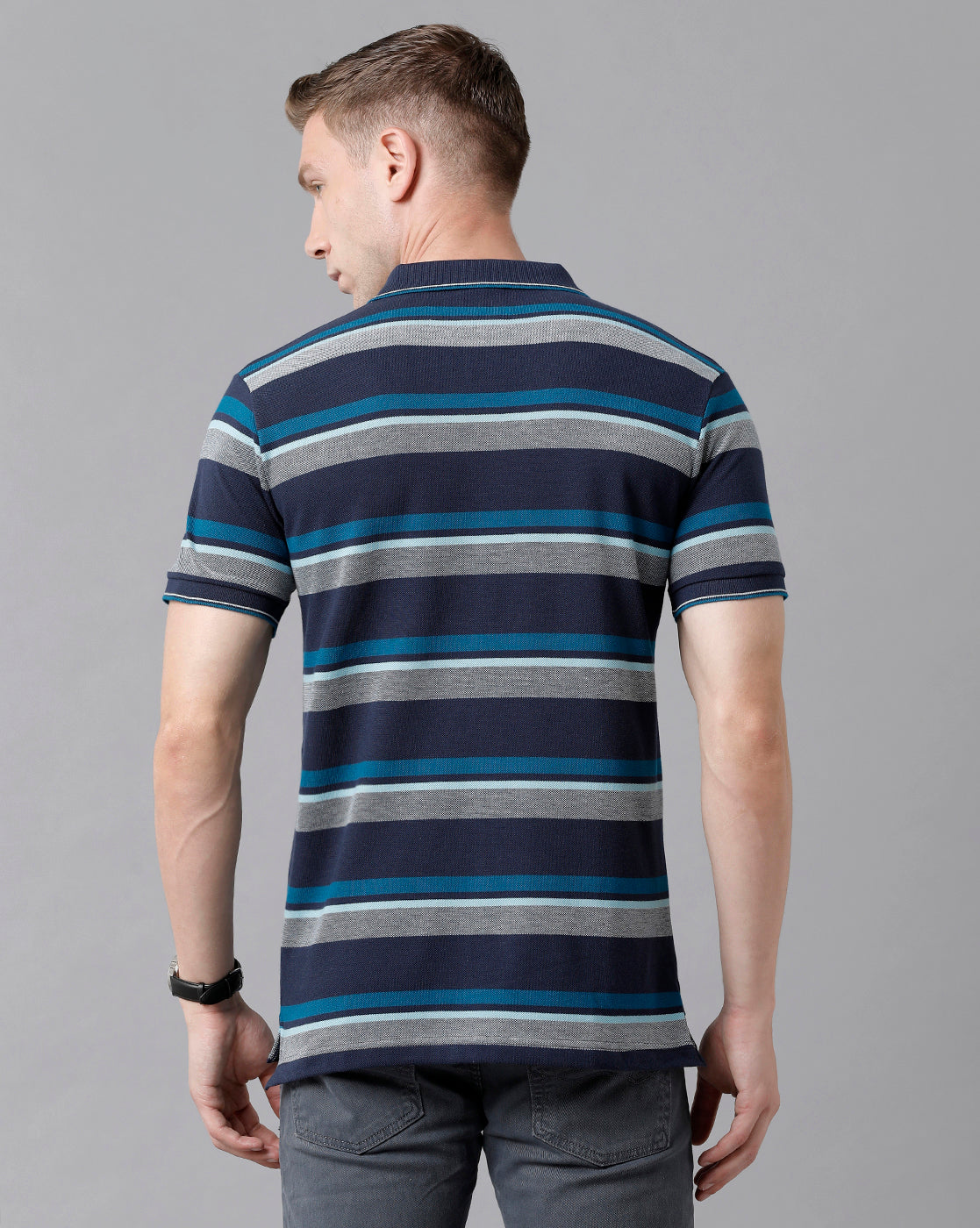 Classic Polo Men's Cotton Blend Striped Half Sleeve Slim Fit Polo Neck Multicolor T-Shirt | Adore - 172 A