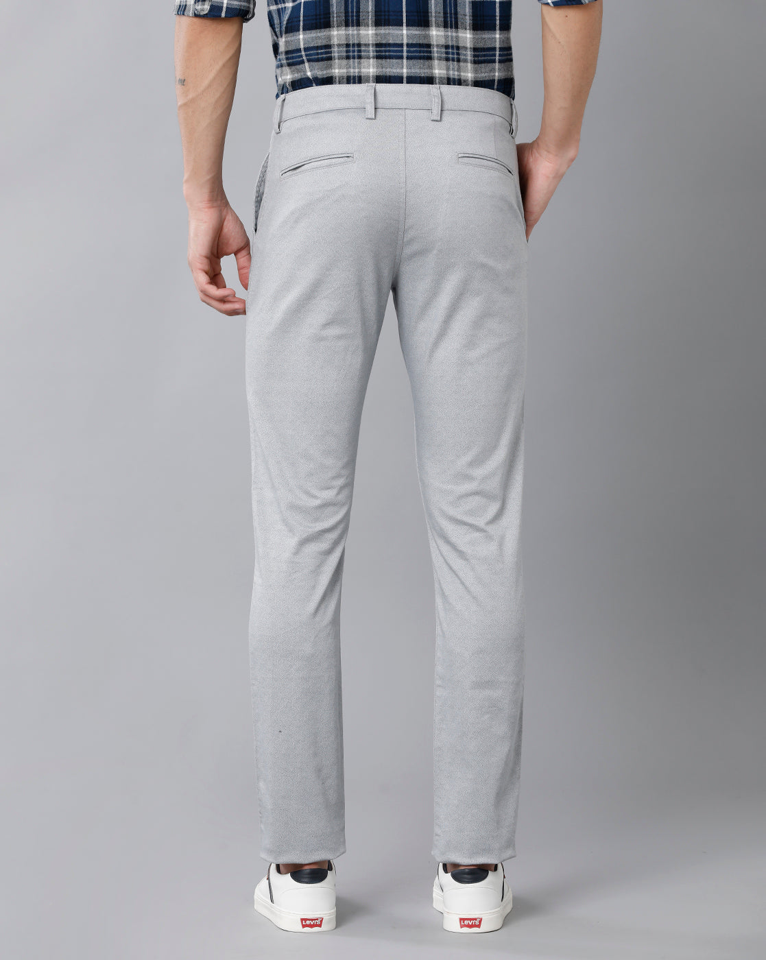 Classic Polo Men's 100% Cotton Moderate Fit Solid Ash Color Trouser | TO1-37 A-ASH