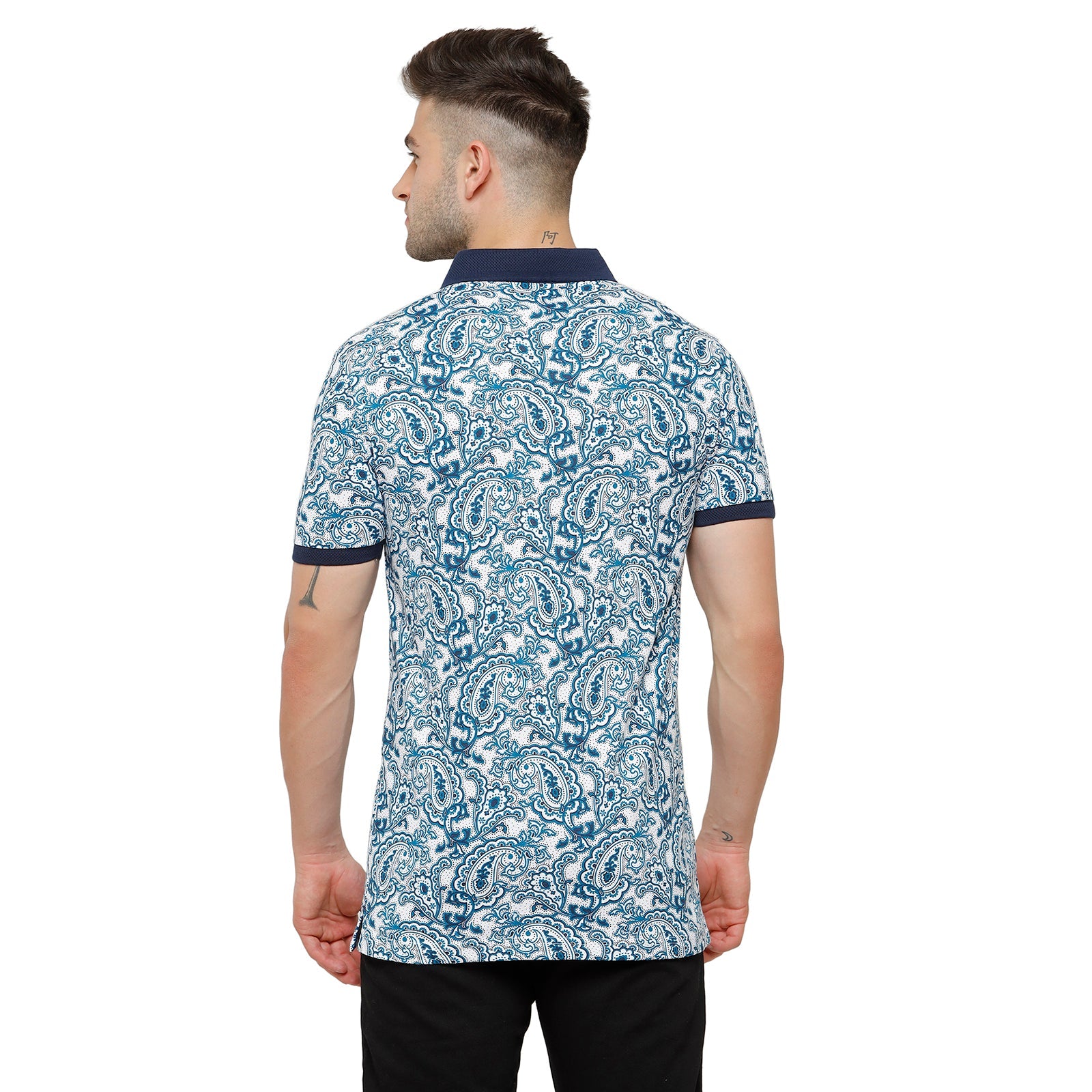 Swiss Club Mens Printed Half Sleeve Slim Fit Aqua Blue Colour T-Shirt - STAG - 205 A Shirts Swiss Club 