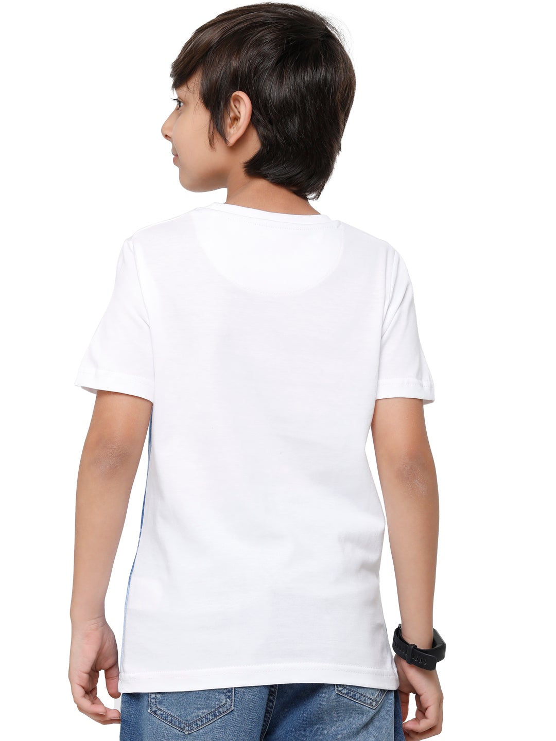 CP Boys White Printed Slim Fit Round Neck T-Shirt T-shirt Classic Polo 