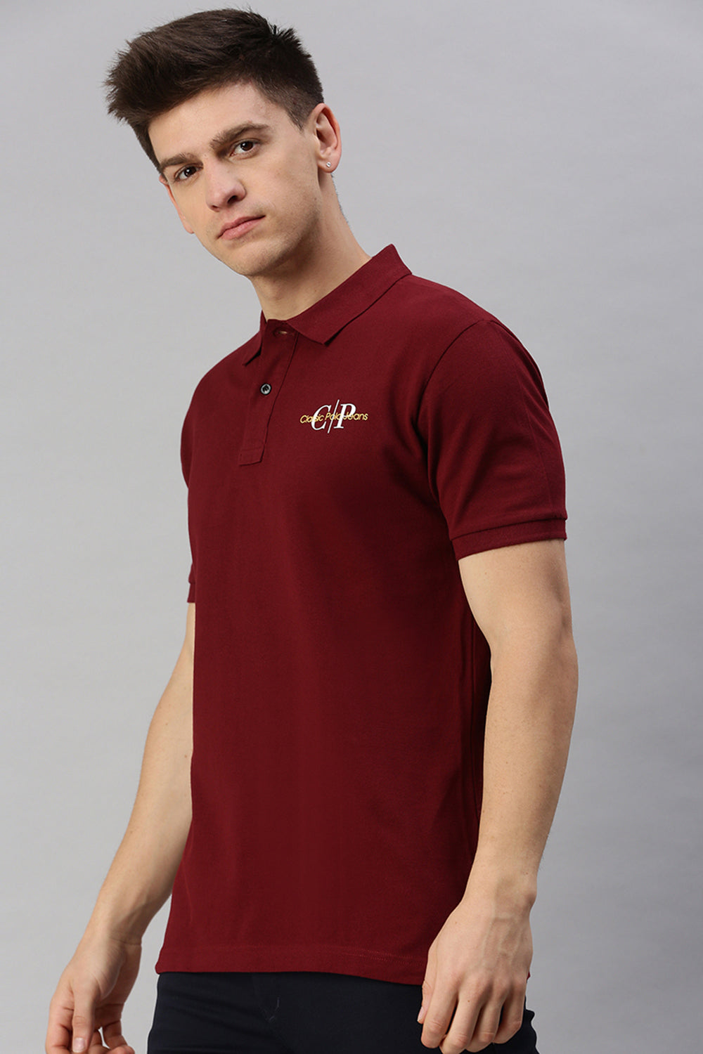 Classic Polo Men's Cotton Half Sleeve Solid Slim Fit Polo Neck Maroon Color T-Shirt | Prm - 768 B