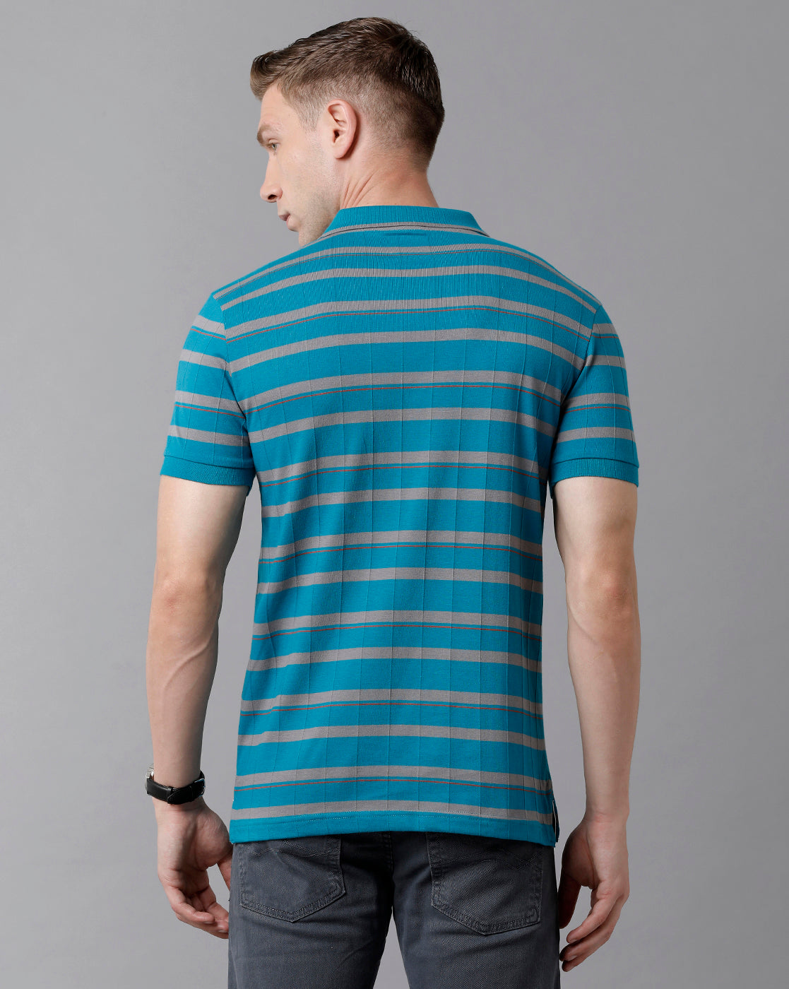 Classic Polo Men's Cotton Striped Half Sleeve Slim Fit Polo Neck Blue Color T-Shirt | Trs - 93 B
