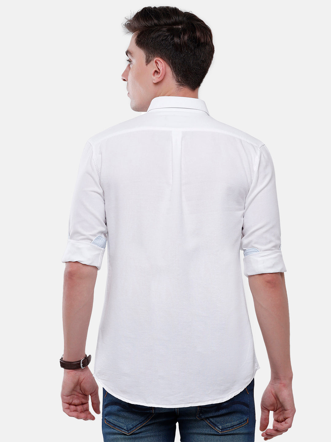 Classic Polo Mens Solid Full Sleeve Milano Fit Woven Shirt (NOS-ENZO-WHITE-MF-FS)