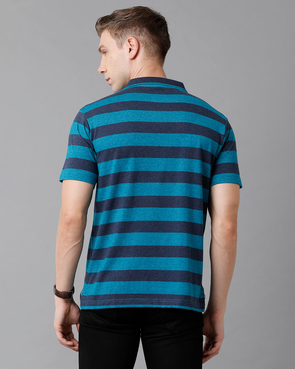 Classic Polo Men's Cotton Blend Striped Authentic Fit Multicolor T-Shirt | Mel - 214 A