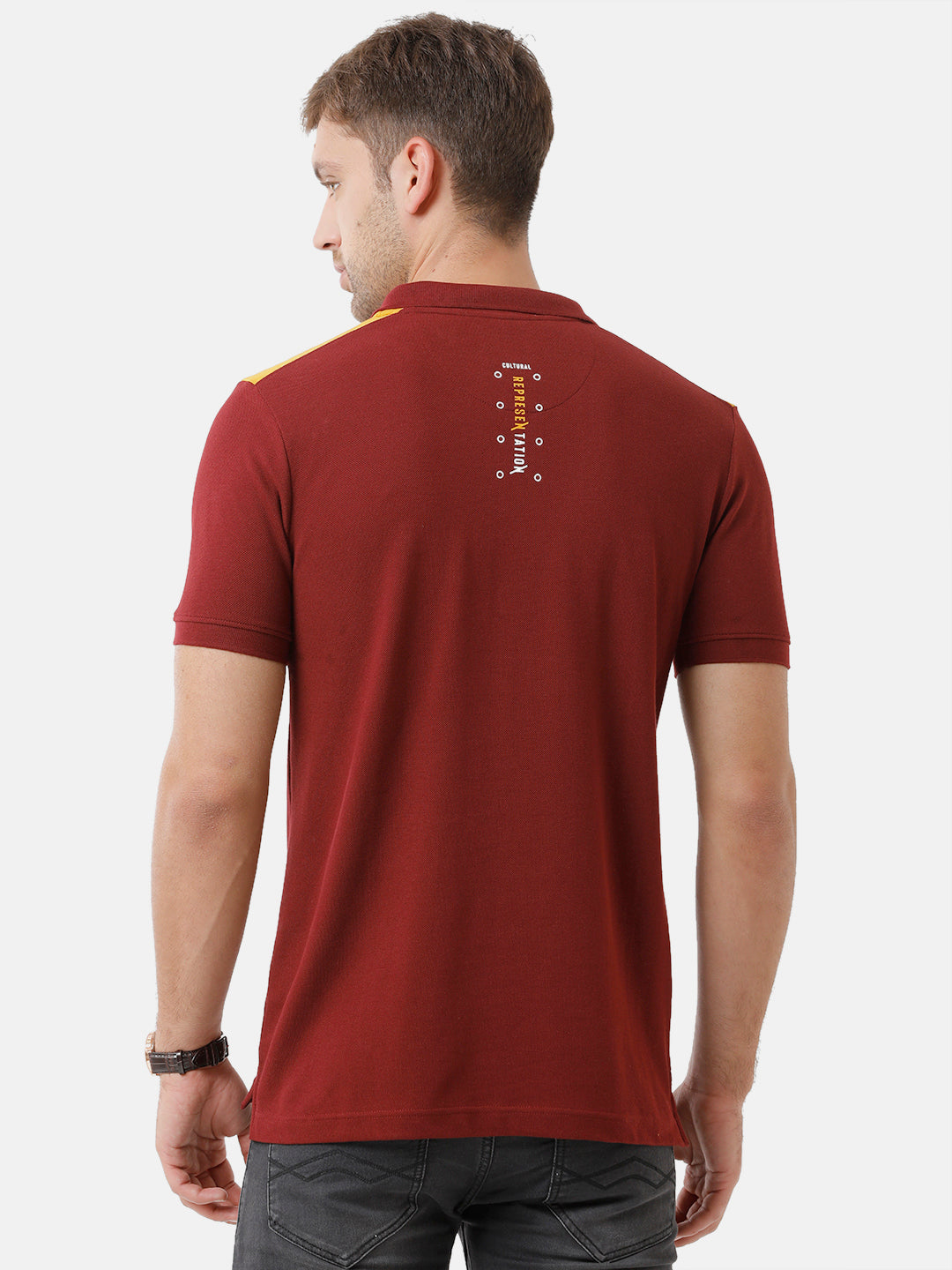 Classic Polo Mens Cotton Printed Half Sleeve Slim Fit Polo Neck Red Color T-Shirt | Prm 684 B