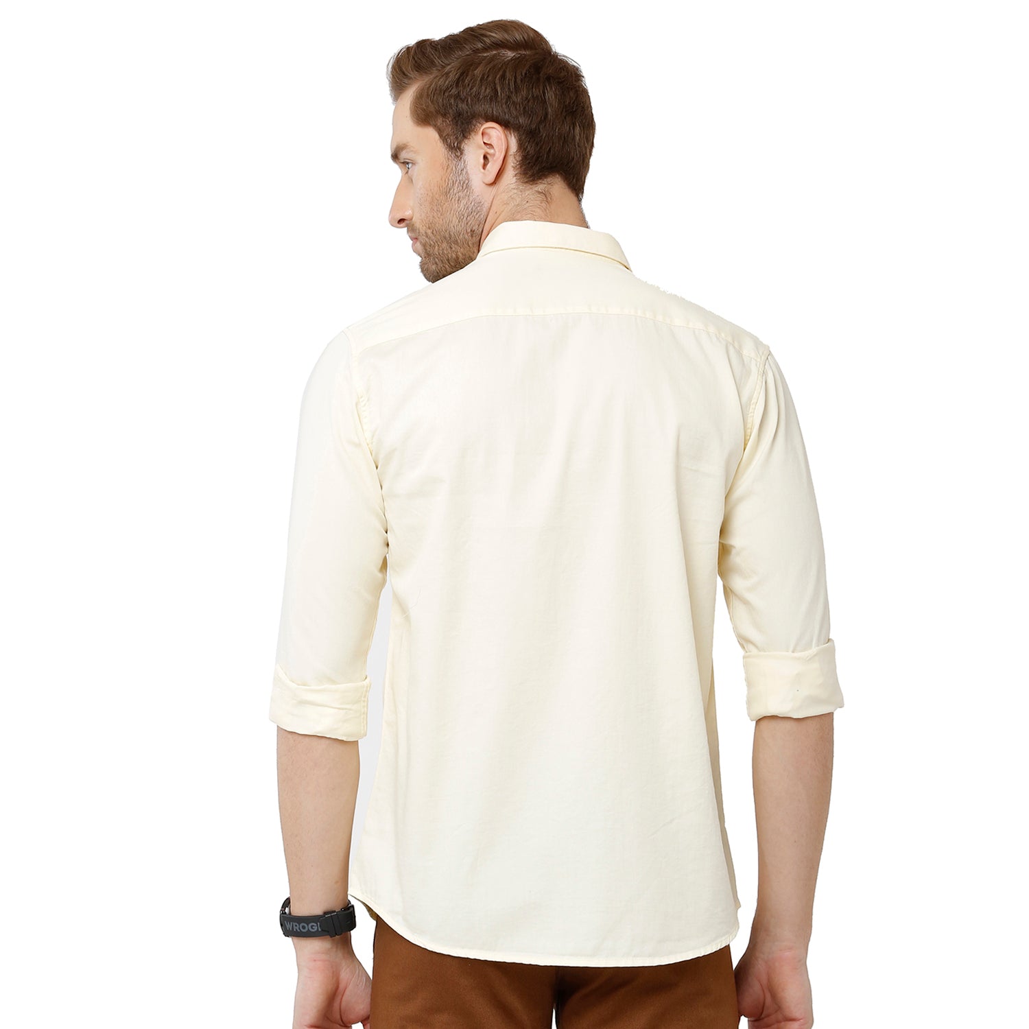 Classic Polo Mens 100% Cotton Full Sleeve Solid Slim Fit Yellow Color Woven Shirt -SFD1 21 A Shirts Classic Polo 