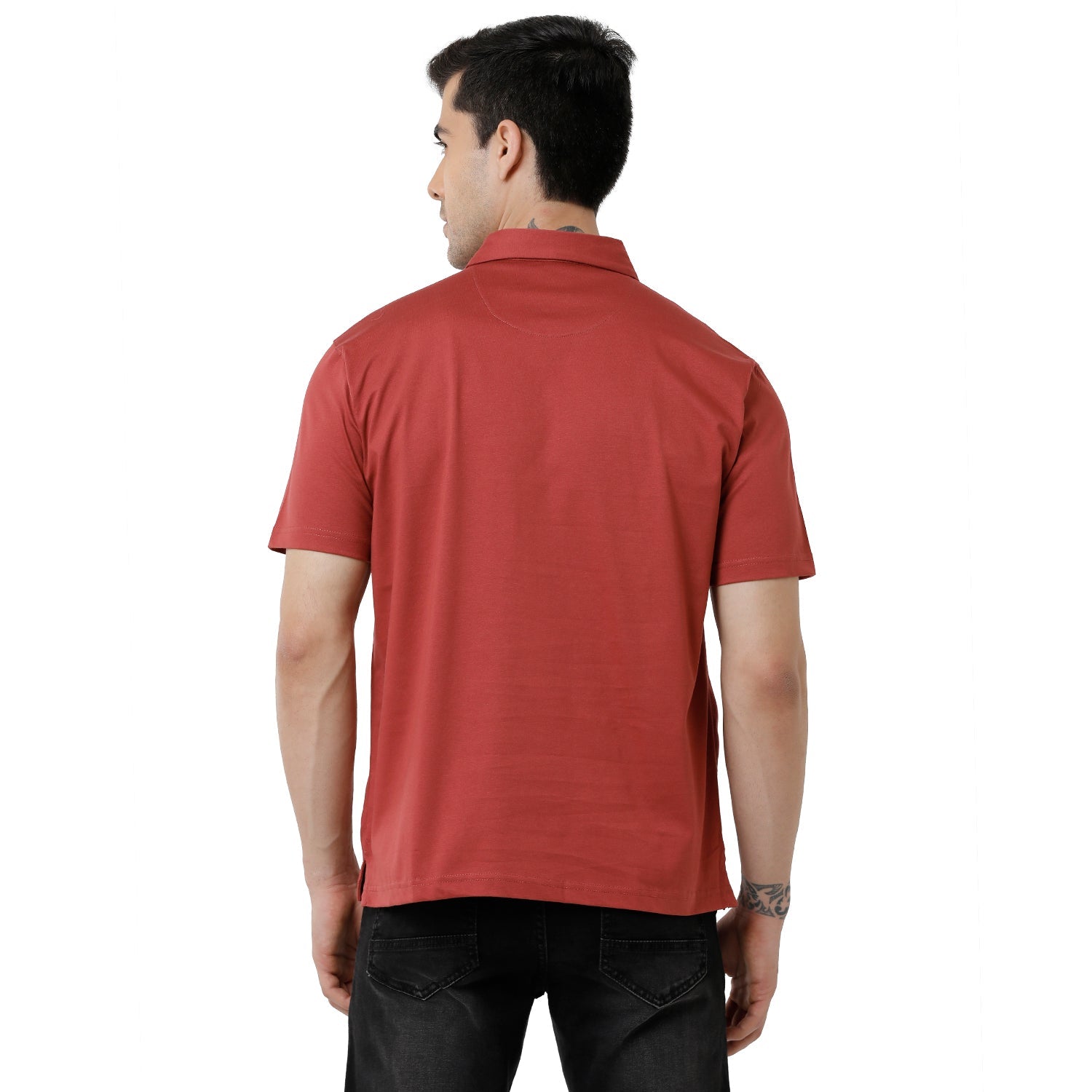 Classic Polo Mens 100% Cotton Solid Regular Fit Half Sleeve Polo Neck Red Color T-Shirt - Elite-Burgundy T-shirt Classic Polo 