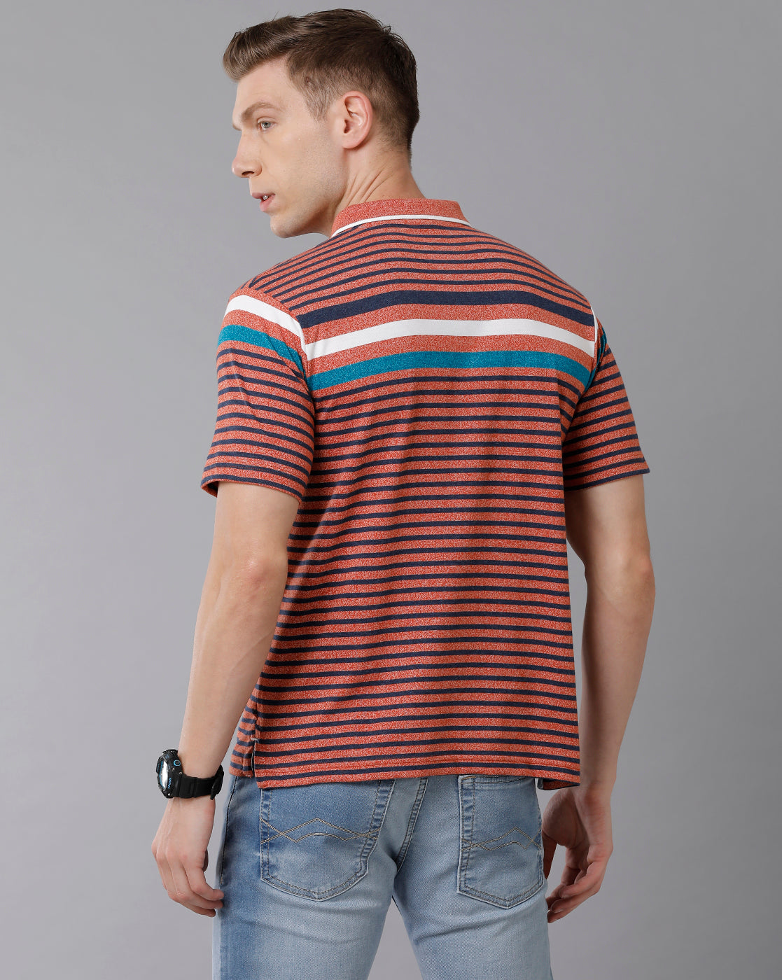 Classic Polo Men's Cotton Blend Striped Authentic Fit Multicolor T-Shirt | Mel - 218 B