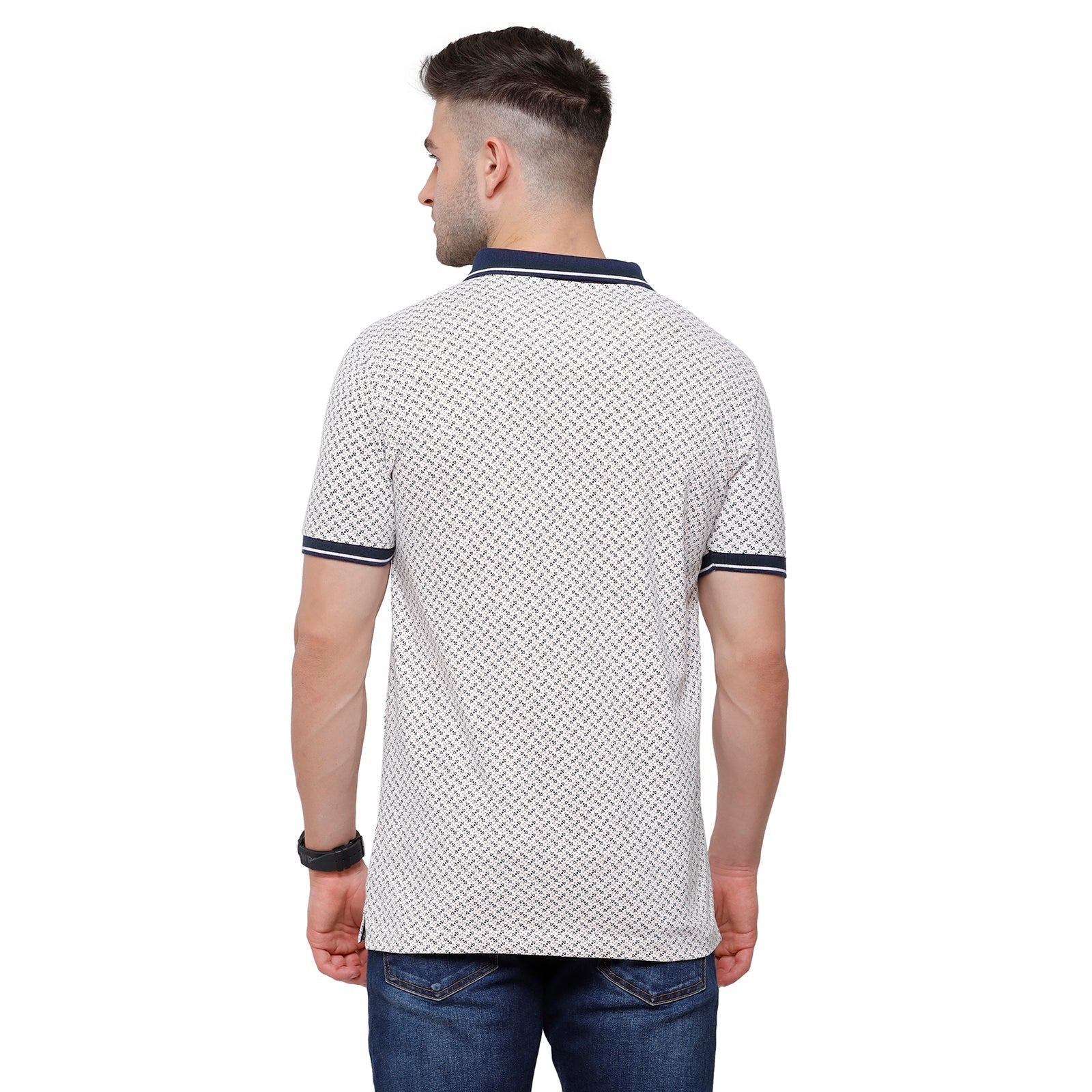 Classic Polo Mens Graphic Slim Fit Polo Neck White Colour T-Shirt - PRM 688 B T-shirt Classic Polo 