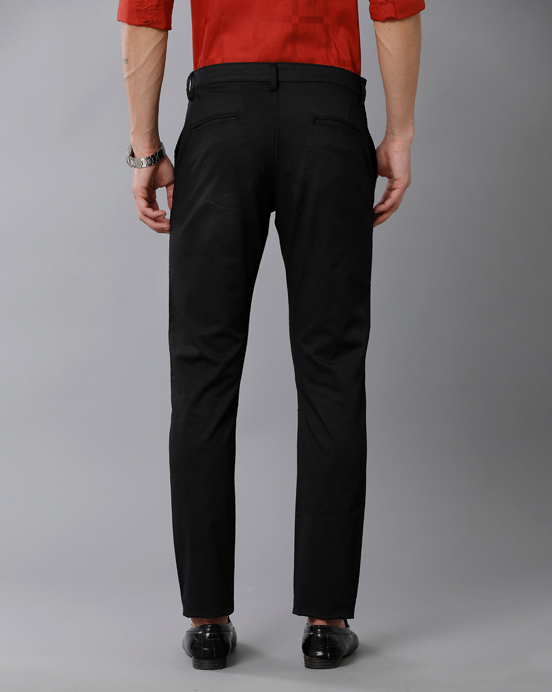 Classic Polo Men's 100% Cotton Moderate Fit Solid Black Color Trouser | TO1-36 B-BLK