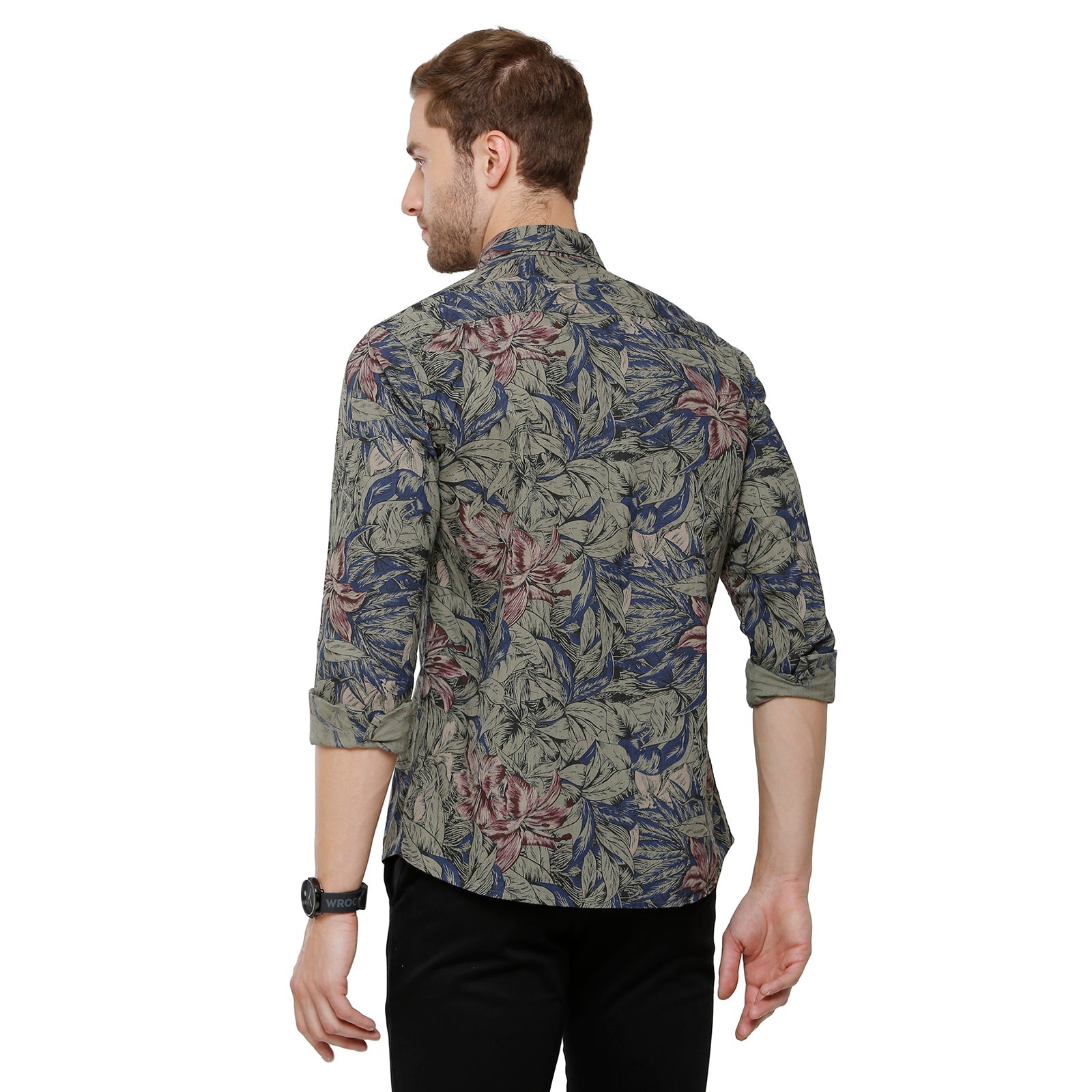 Swiss Club Mens Cotton Printed Slim Fit Green & Blue Colour Woven Shirt - S-SC-121 A Shirts Swiss Club 