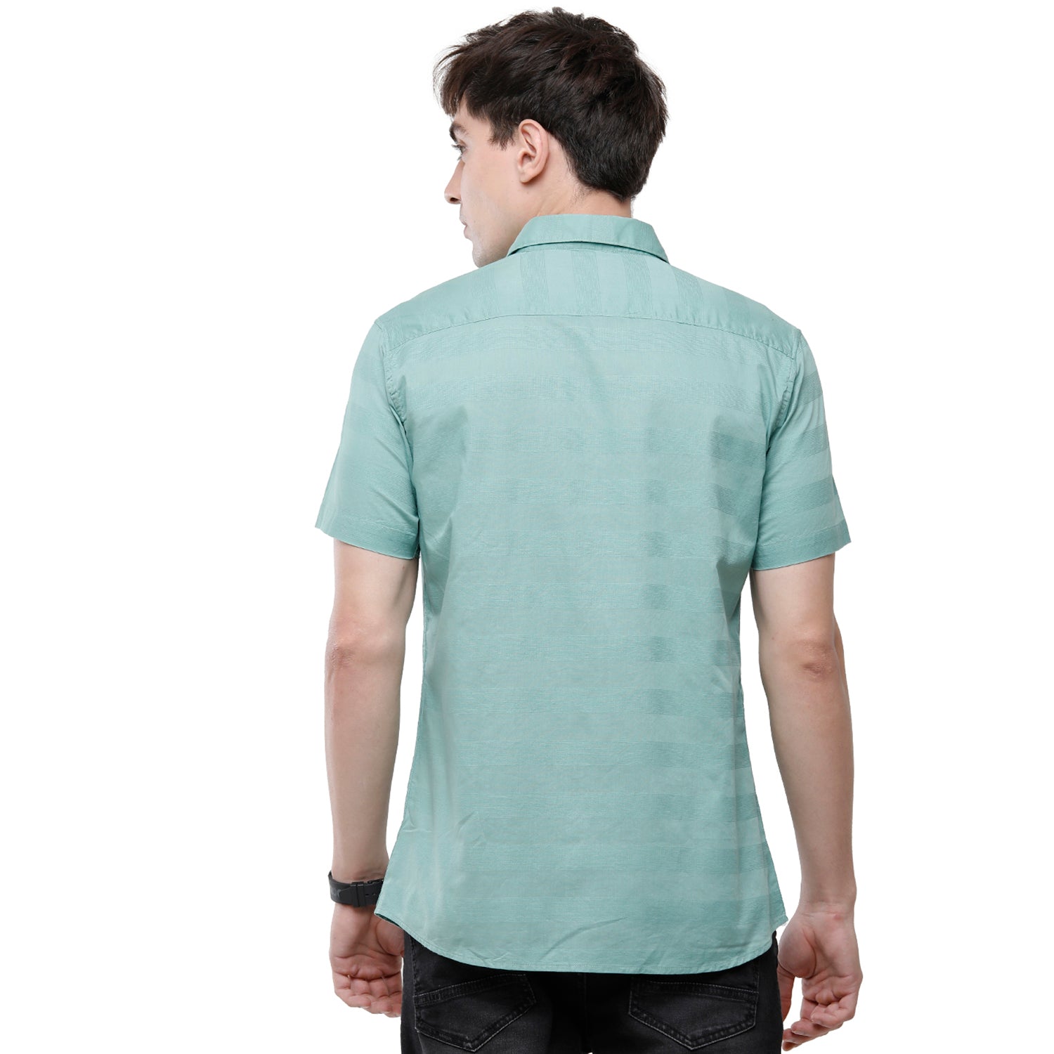 Swiss Club Mens 100% Cotton Solid Half Sleeve Woven Shirt - Green (S-SC-74 A-HS-SLD-SF) Shirts Swiss club 