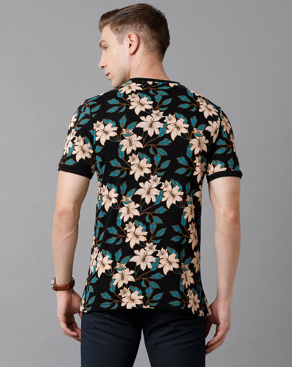 CP BRO Men's Cotton Printed Slim Fit Multicolor T-Shirt | Brcn - 492 A