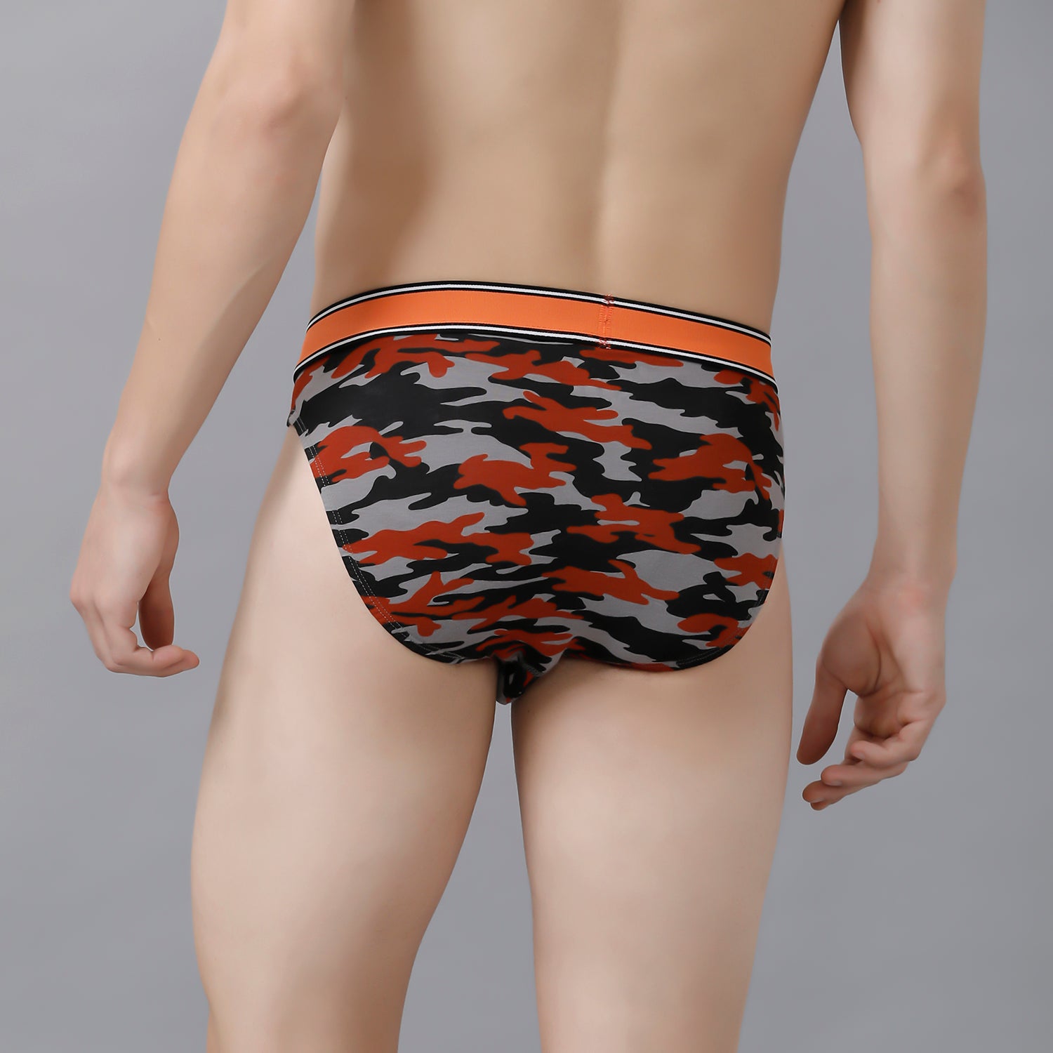CP BRO Men's Printed Briefs with Exposed Waistband - Sunset Orange Print