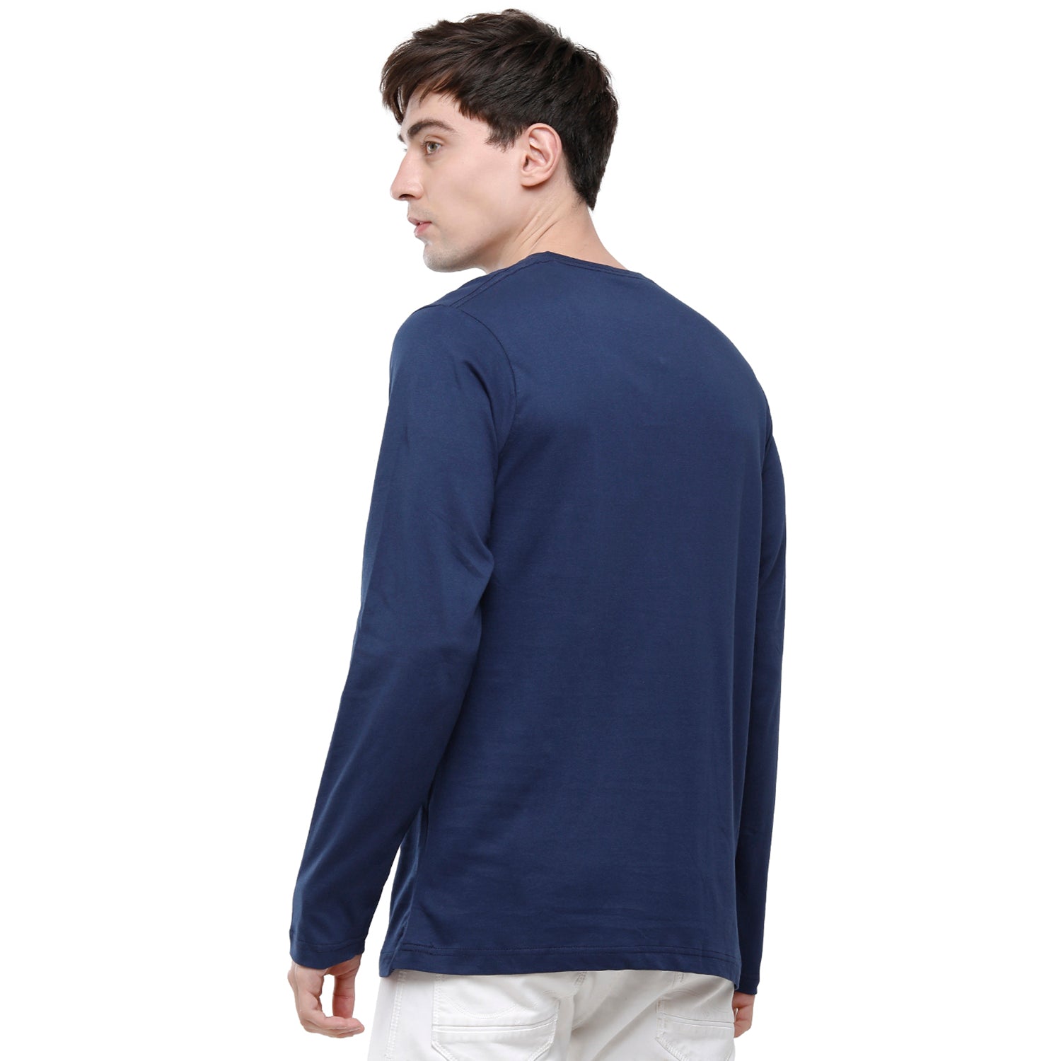 Classic polo Men's Blue Single Jersey Crew Neck Full Sleeve Slim Fit T-Shirt - Comet - 04 T-shirt Classic Polo 