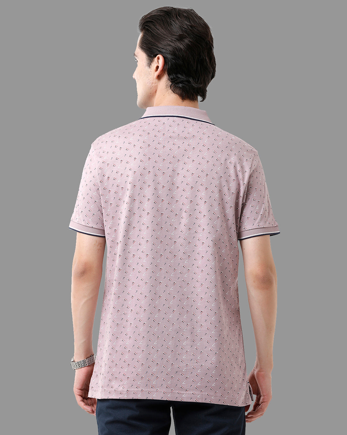Classic Polo Mens Cotton Half Sleeve Printed Slim Fit Polo Neck Lavander Color T-Shirt | Bello - 178 A