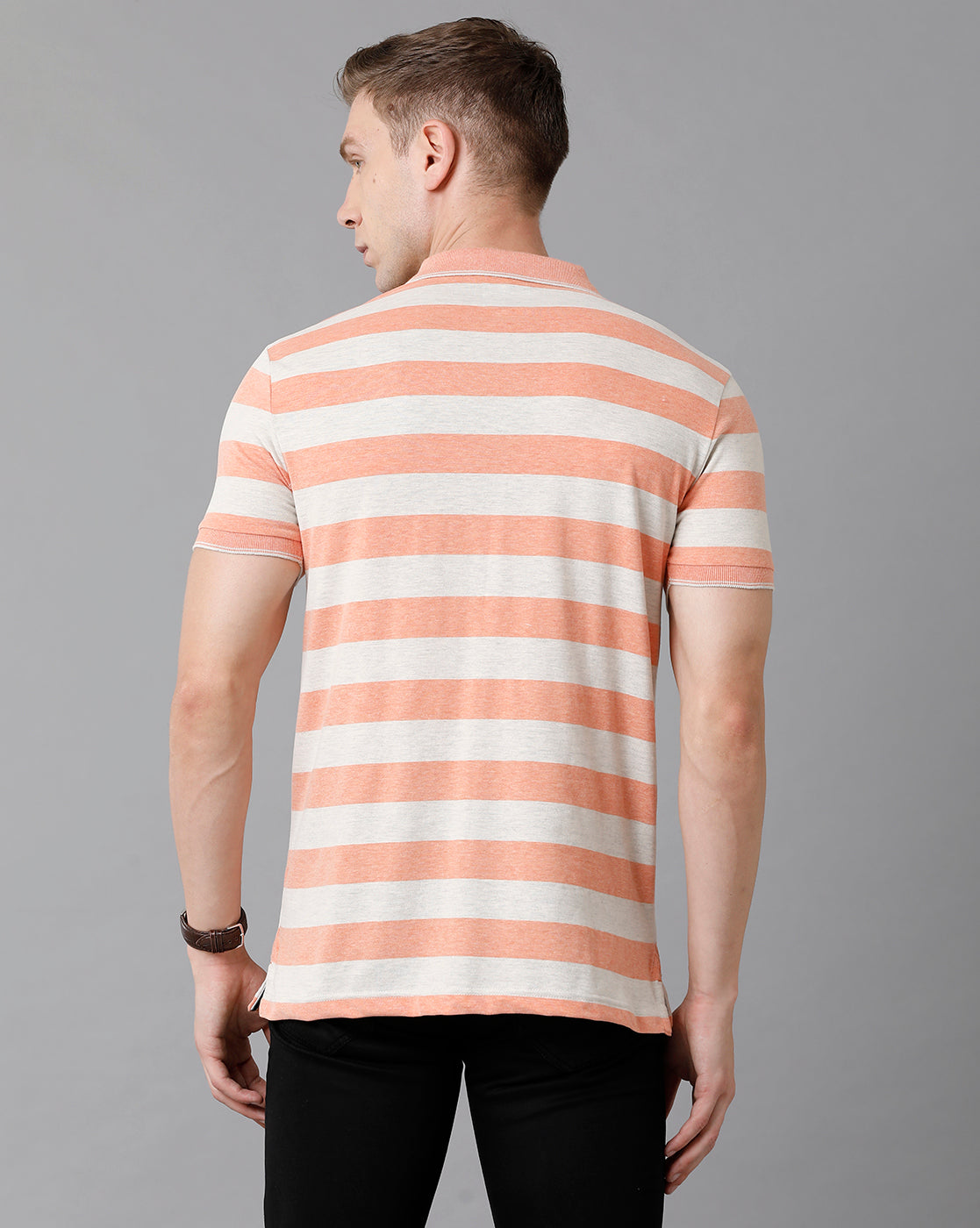 Classic Polo Men's Cotton Striped Half Sleeve Slim Fit Polo Neck Multicolor T-Shirt | HS-CPEG - 01 A