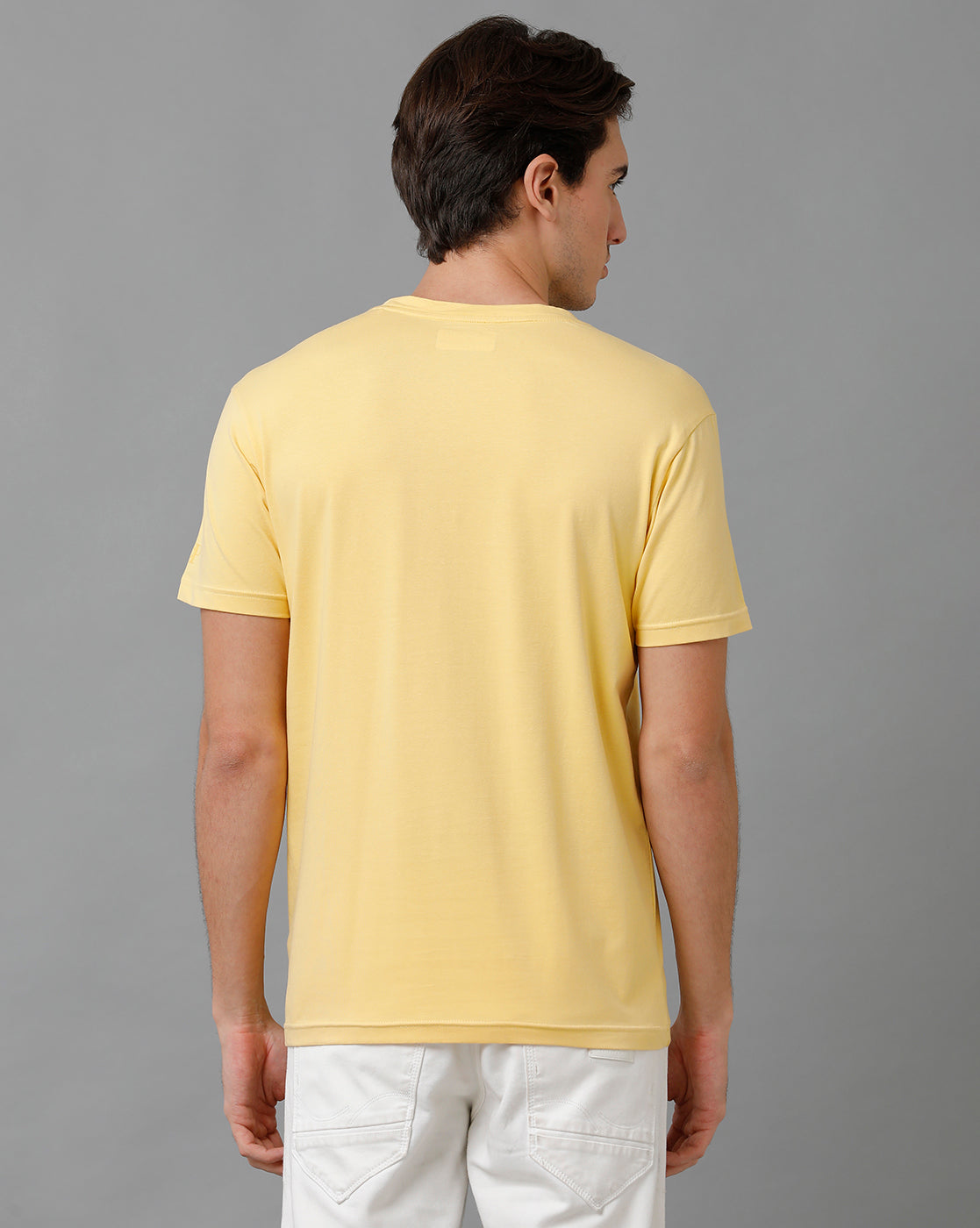 Classic Polo Men's Cotton Half Sleeve Solid Slim Fit Round Neck Yellow Color T-Shirt | Baleno - 507 B