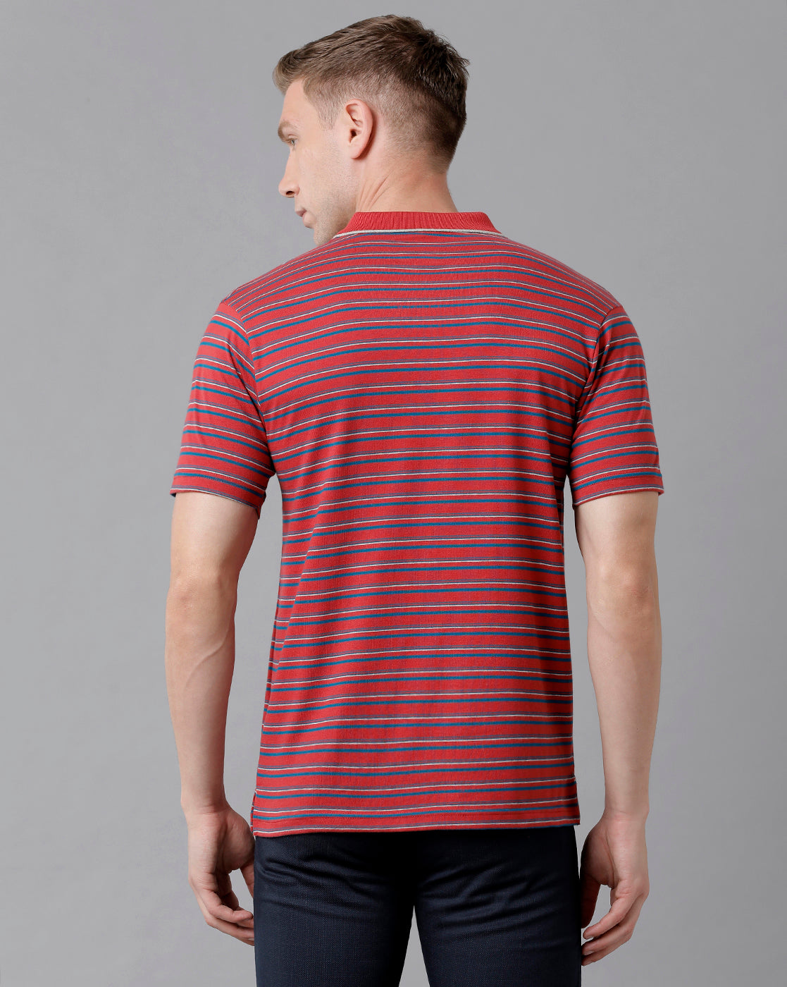 Classic Polo Men's Cotton Striped Half Sleeve Regular Fit Polo Neck Red Color T-Shirt | Feeders - 207 B