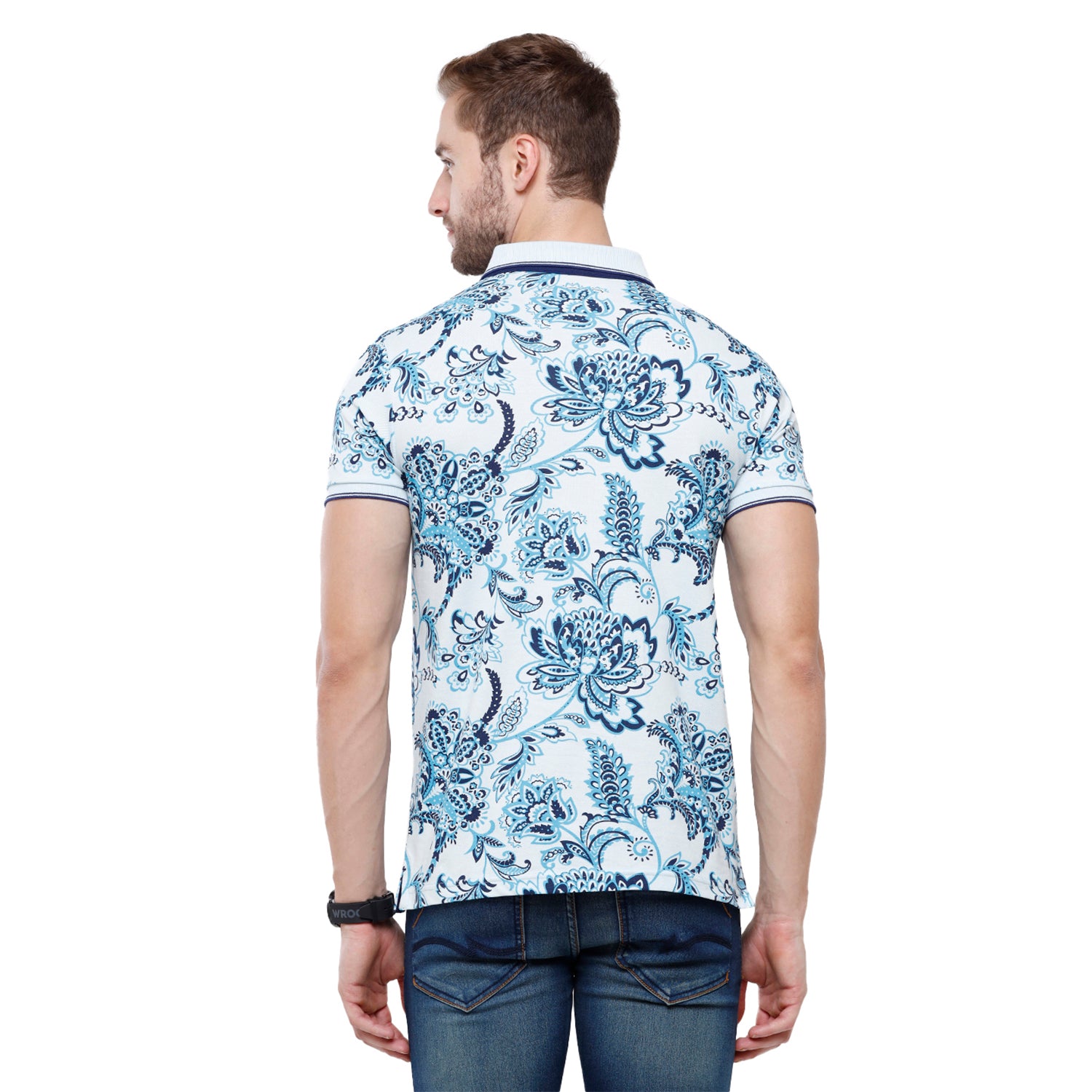 Swiss Club Mens Printed Slim Fit Half Sleeve Polo Neck T-Shirt (STAG - 208 B SF P) T-shirt Swiss Club 