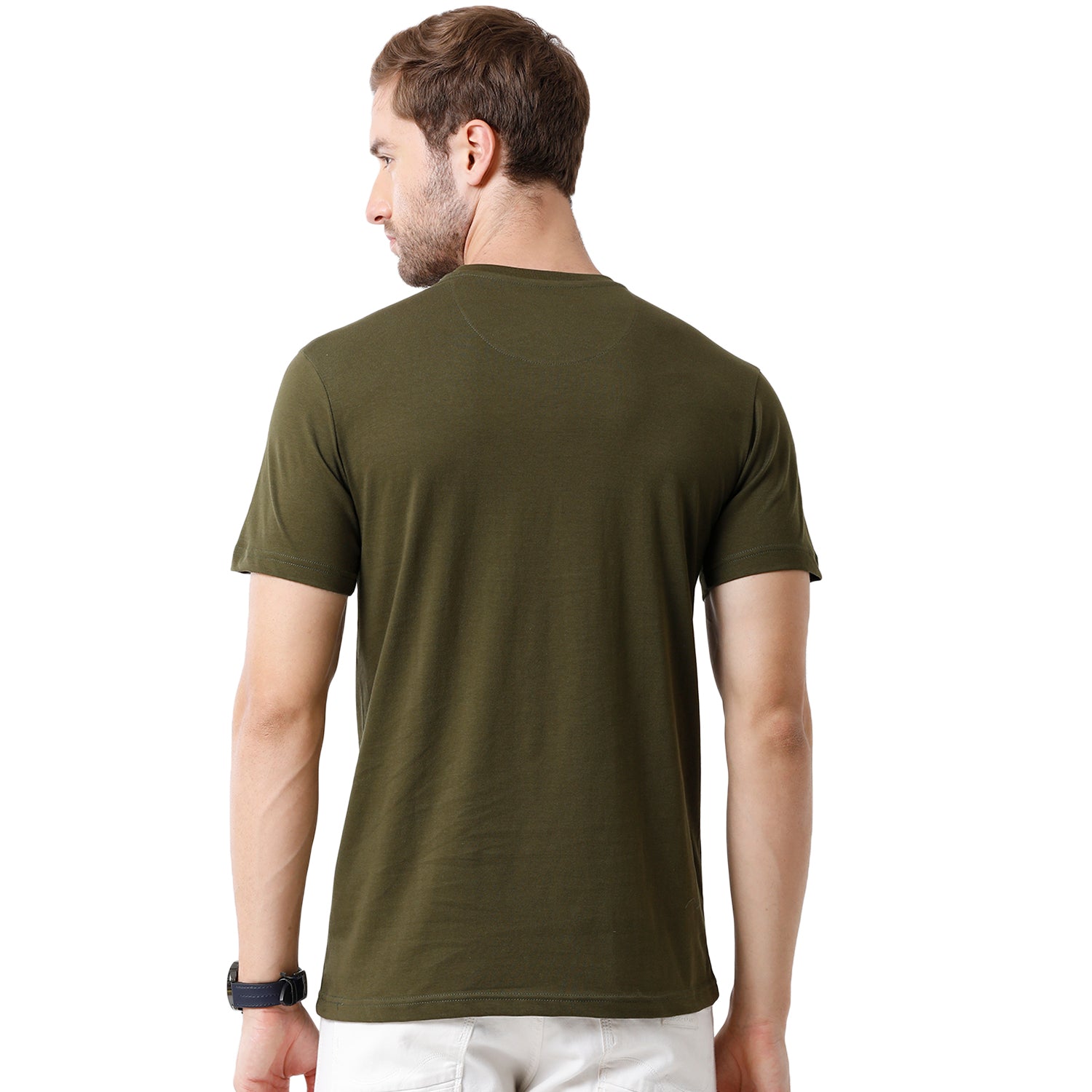Men's Green Color Half Sleeve Round Neck Graphic T Shirt - BALENO - 409 B SF C T-shirt Classic Polo 