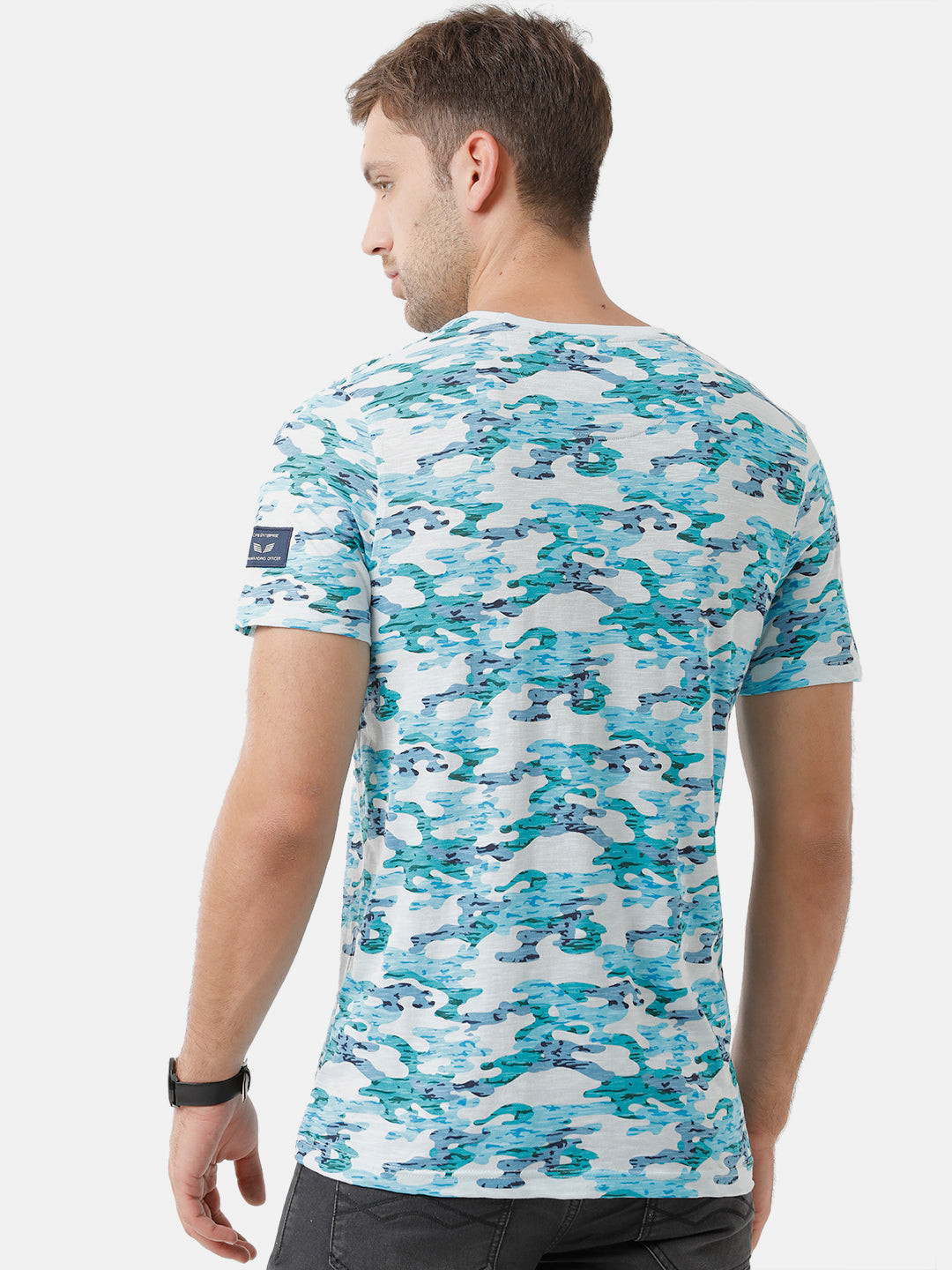 CP BRO Men's Cotton Printed Half Sleeve Slim Fit Round Neck Multicolor T-Shirt | Brcn 466 B