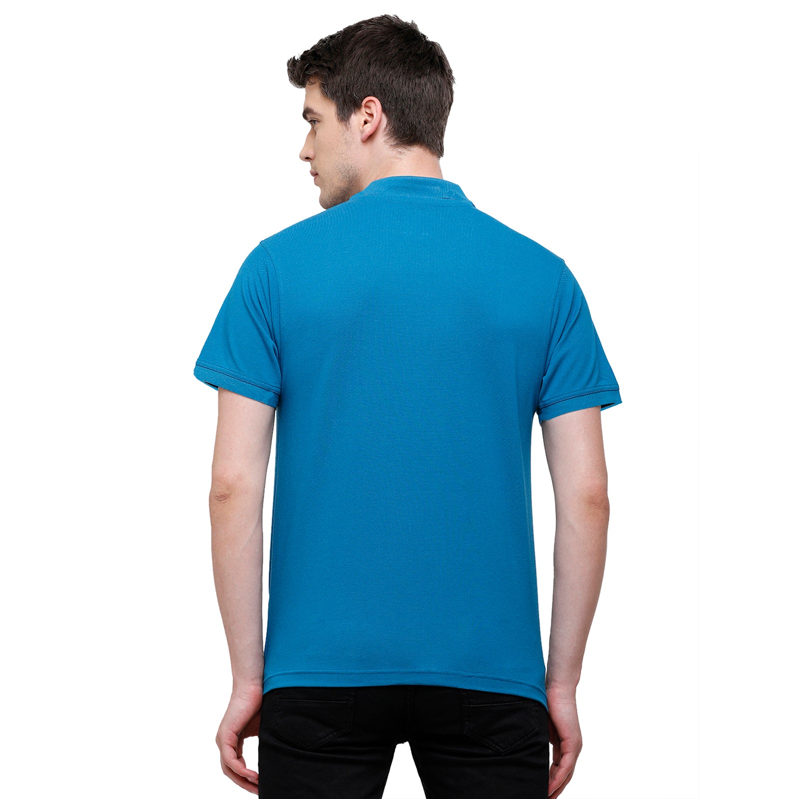 Classic Polo Ocean Blue Polo Neck Authentic Fit T Shirt Men - 4SSN 208 T-shirt Classic Polo 