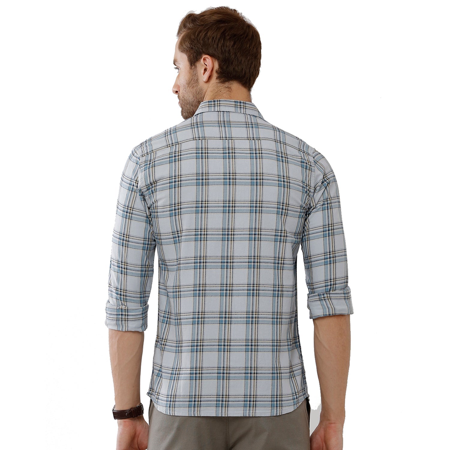 Classic Polo Bro Mens 100% Cotton Checked Full Sleeve Slim Fit Polo Neck Multicolor Woven Shirt (SBN1-55 B-FS-CHK-BSL) Classic Polo 