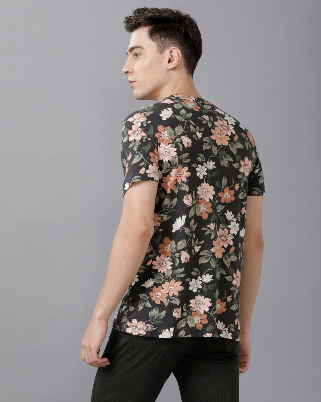 CP BRO Men's Cotton Printed Half Sleeve Slim Fit Round Neck Multicolor T-Shirt | Brcn 507