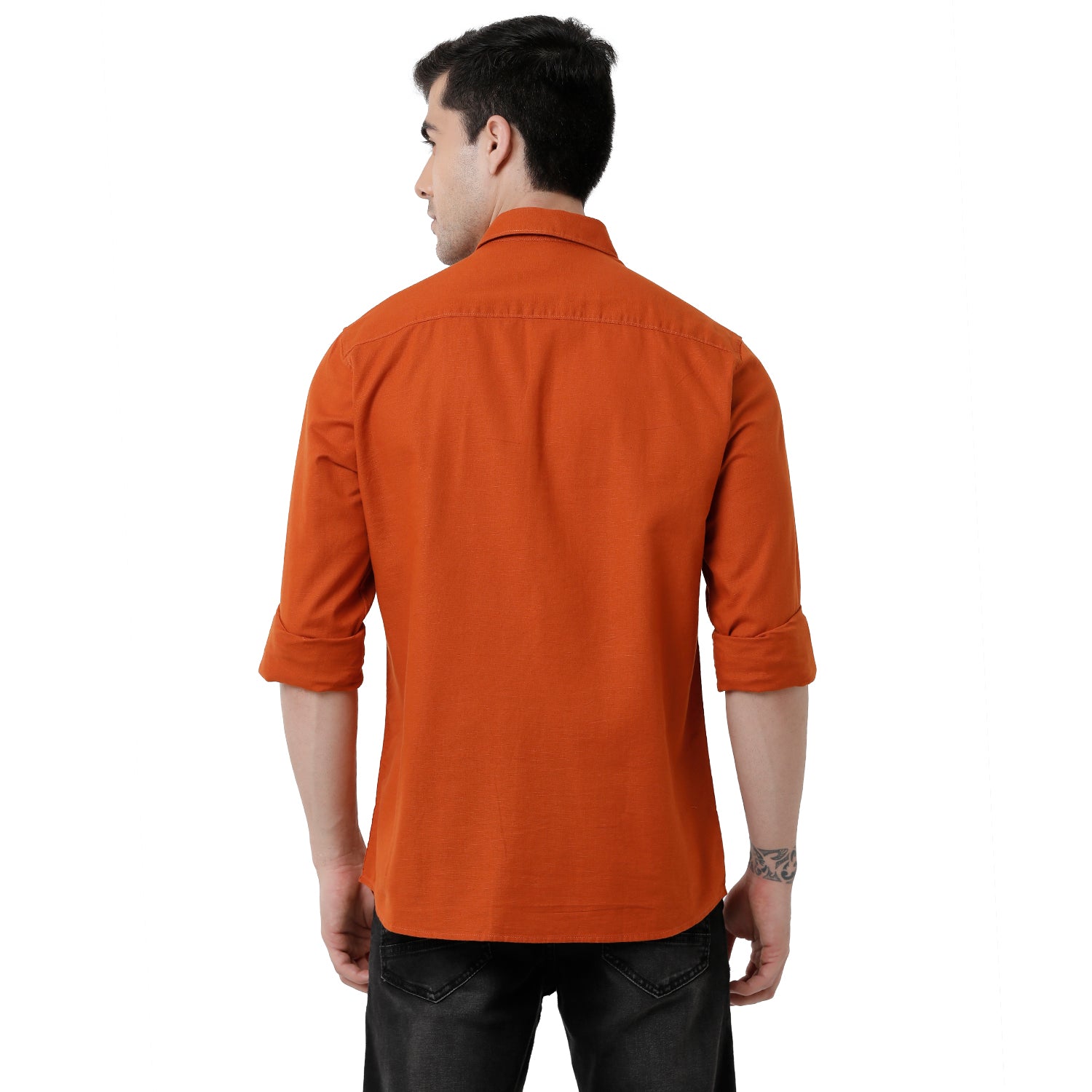 Classic Polo Mens Solid Slim Fit Full Sleeve Orange Color Shirt - SN1-111 C Shirts Classic Polo 