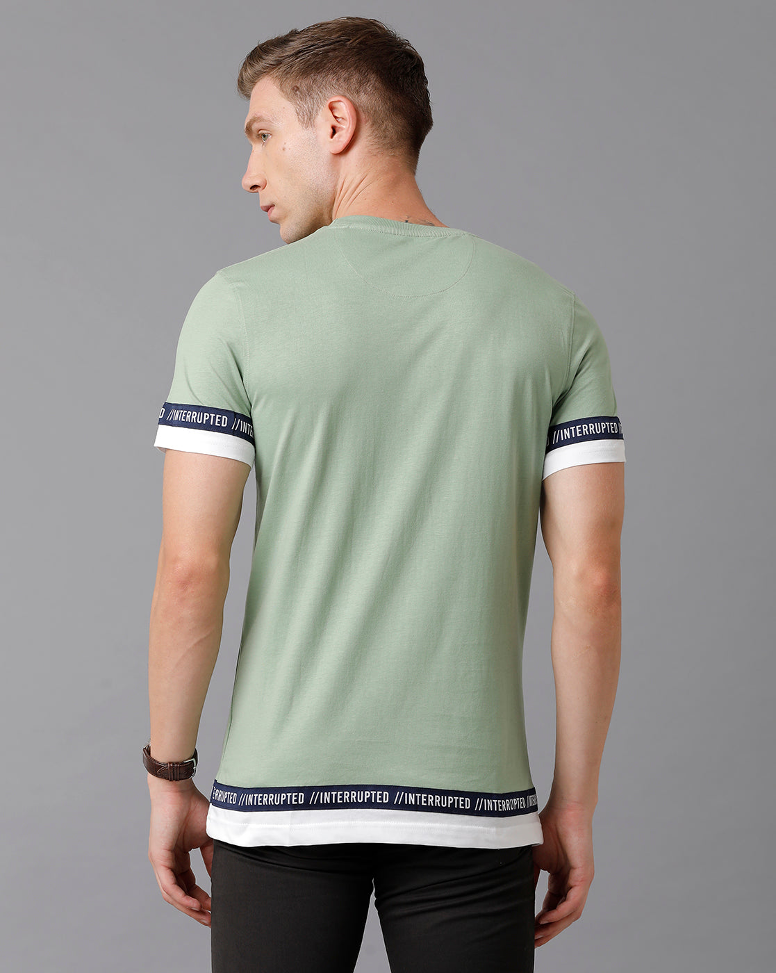 CP BRO Men's Cotton Printed Slim Fit Green T-Shirt | Brcn - 487 B