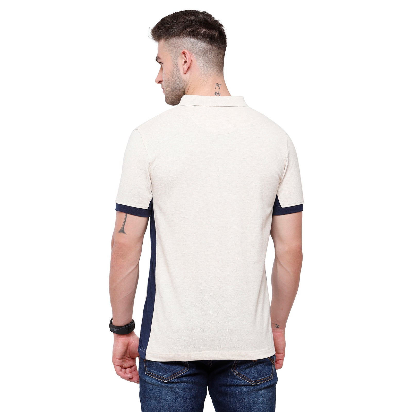 Classic Polo Mens Cotton Graphic Slim Fit Polo Neck White Colour T-Shirt - PRM 681B T-shirt Classic Polo 