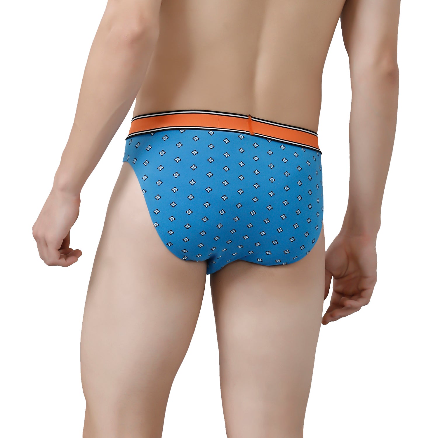 CP BRO Men's Printed Briefs with Exposed Waistband Value Pack - Orange & Blue (Pack of 2)