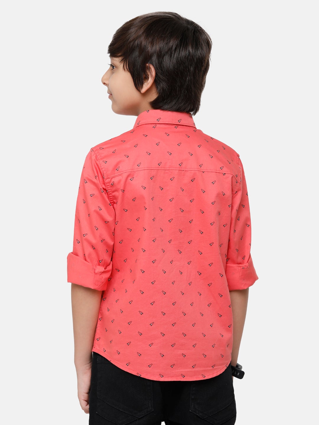 CP Boys Red Printed Full Sleeve Slim Fit Shirt Shirts Classic Polo 
