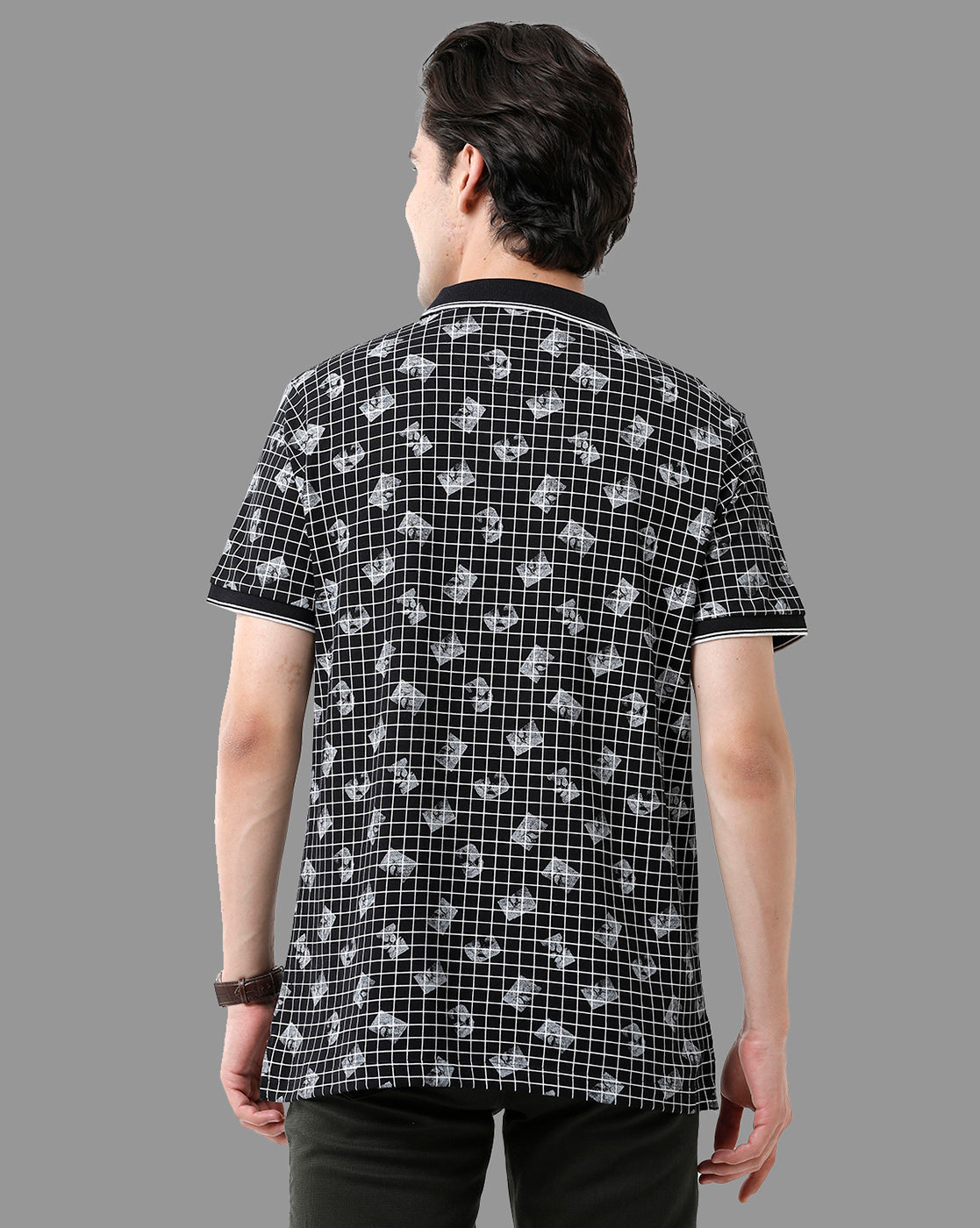 Classic Polo Mens Cotton Half Sleeve Printed Slim Fit Polo Neck Black Color T-Shirt | Beau - 182 B