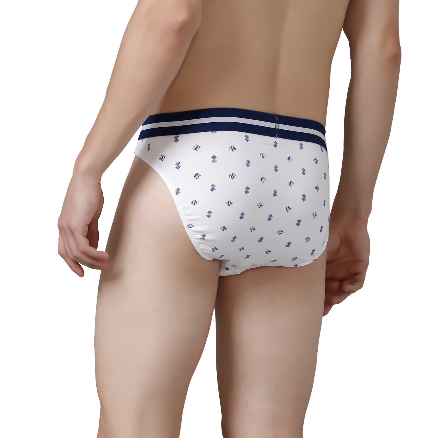 CP BRO Men's Printed Briefs with Exposed Waistband Value Pack - White (Pack of 2)