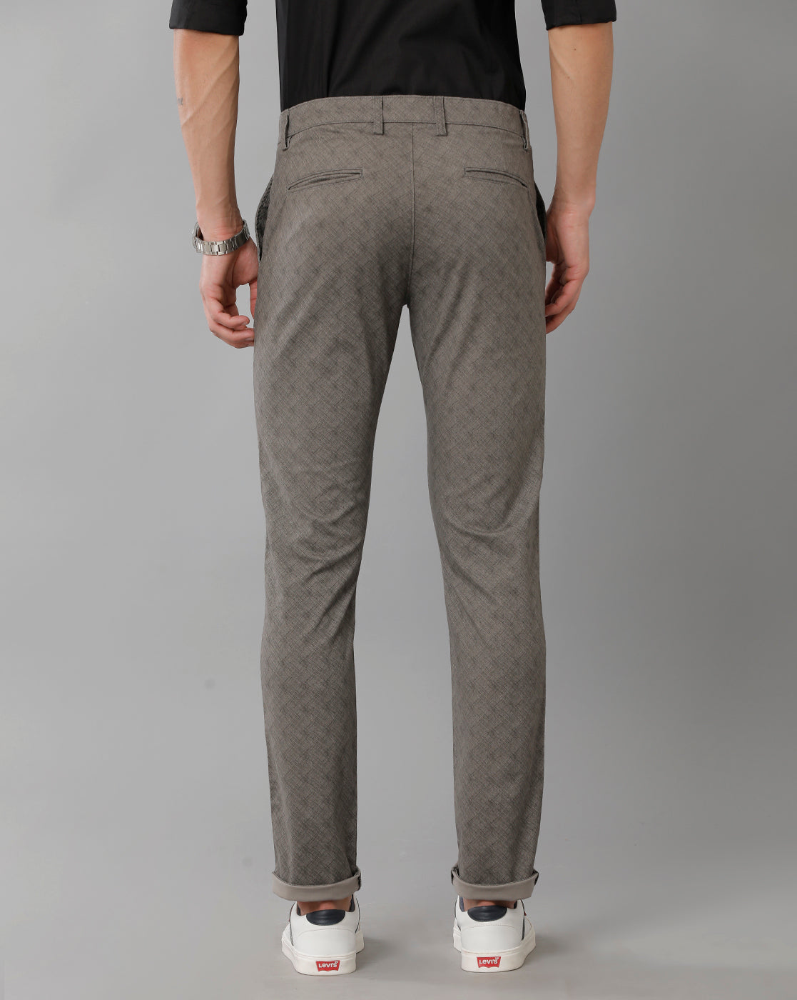 Classic Polo Men's 100% Cotton Moderate Fit Textured Grey Color Trouser | TO1-35 B-GRY