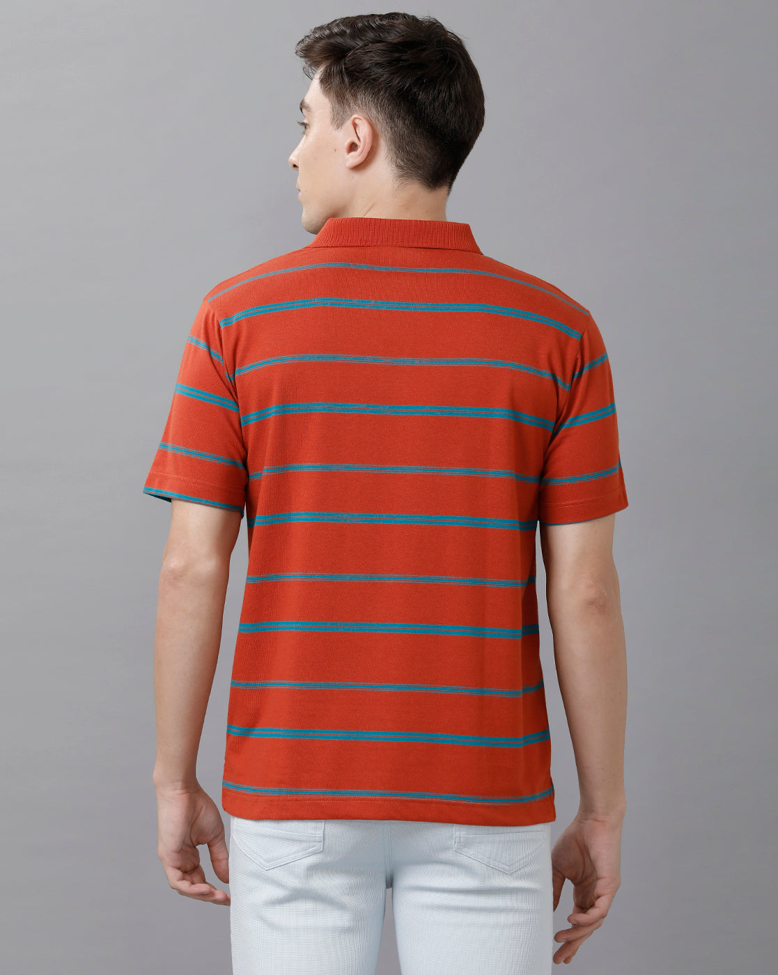 Classic Polo Men's Cotton Blend Striped Half Sleeve Regular Fit Polo Neck Red Color T-Shirt | HS-AVON - 01 A