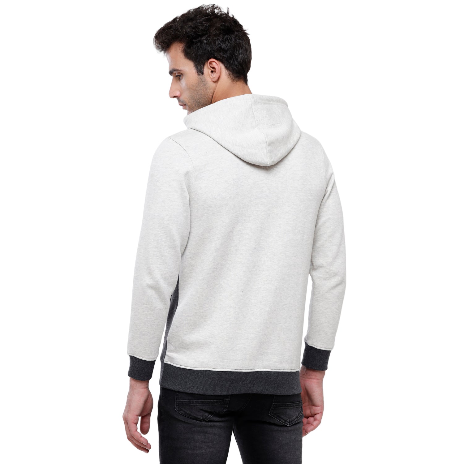 Classic Polo Men's Grey Color Block Full Sleeve Hoodie Sweat Shirt - CPSS - 334B Sweat Shirts Classic Polo 