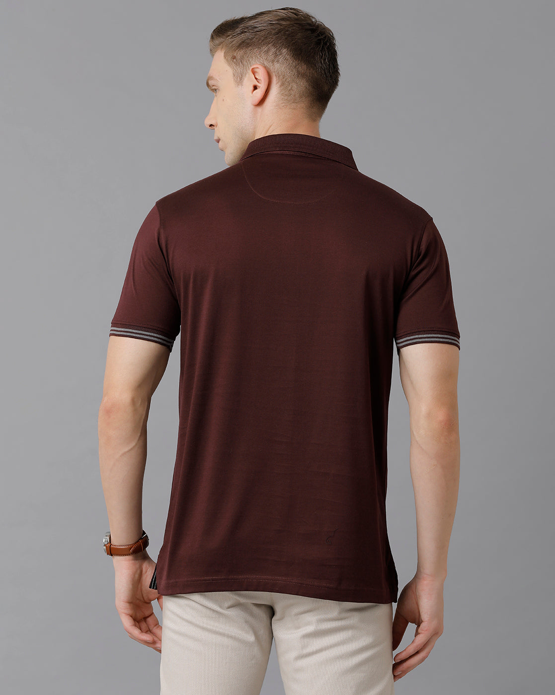 Classic Polo Men's Cotton Printed Slim Fit Brown T-Shirt | Prm - 738 A