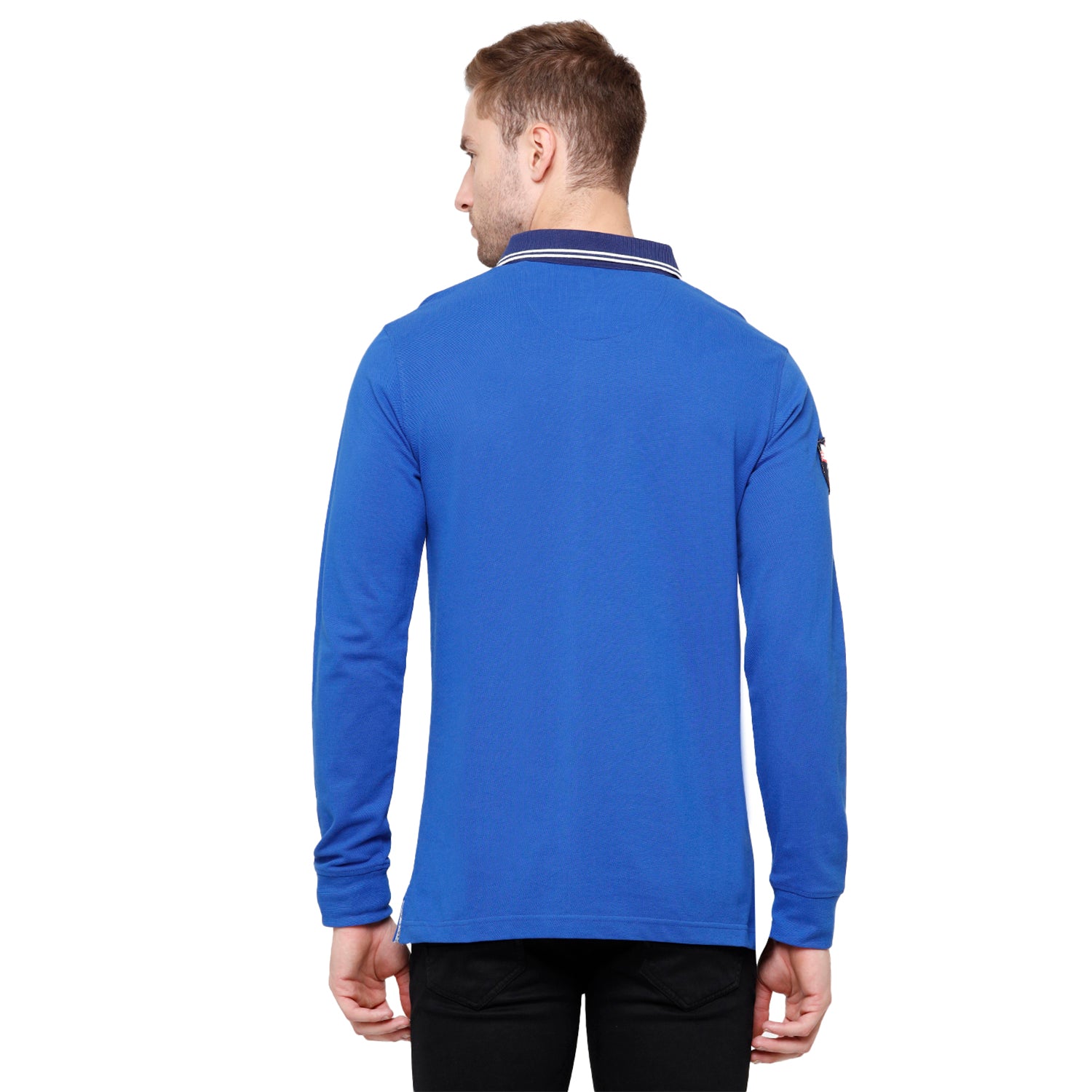 Classic Polo Men's Blue Graphic Polo Full Sleeve Slim Fit T-Shirt - Verno- 254 B T-shirt Classic Polo 