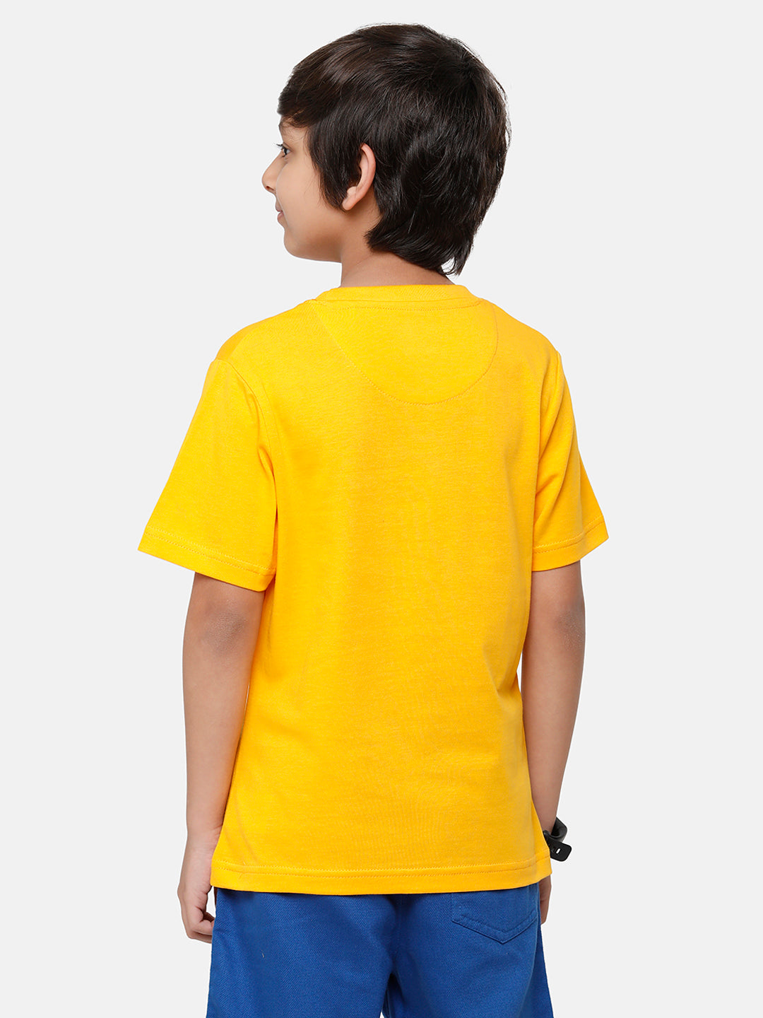 CP Boys Yellow Printed Slim Fit Round Neck T-Shirt T-shirt Classic Polo 