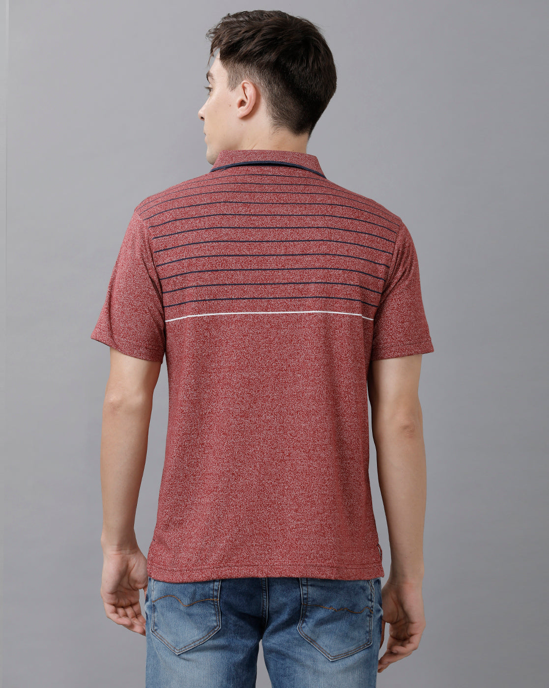 Classic Polo Mens Cotton Blend Striped Half Sleeve Authentic Fit Polo Neck Maroon Color T-Shirt | Mel 213 A