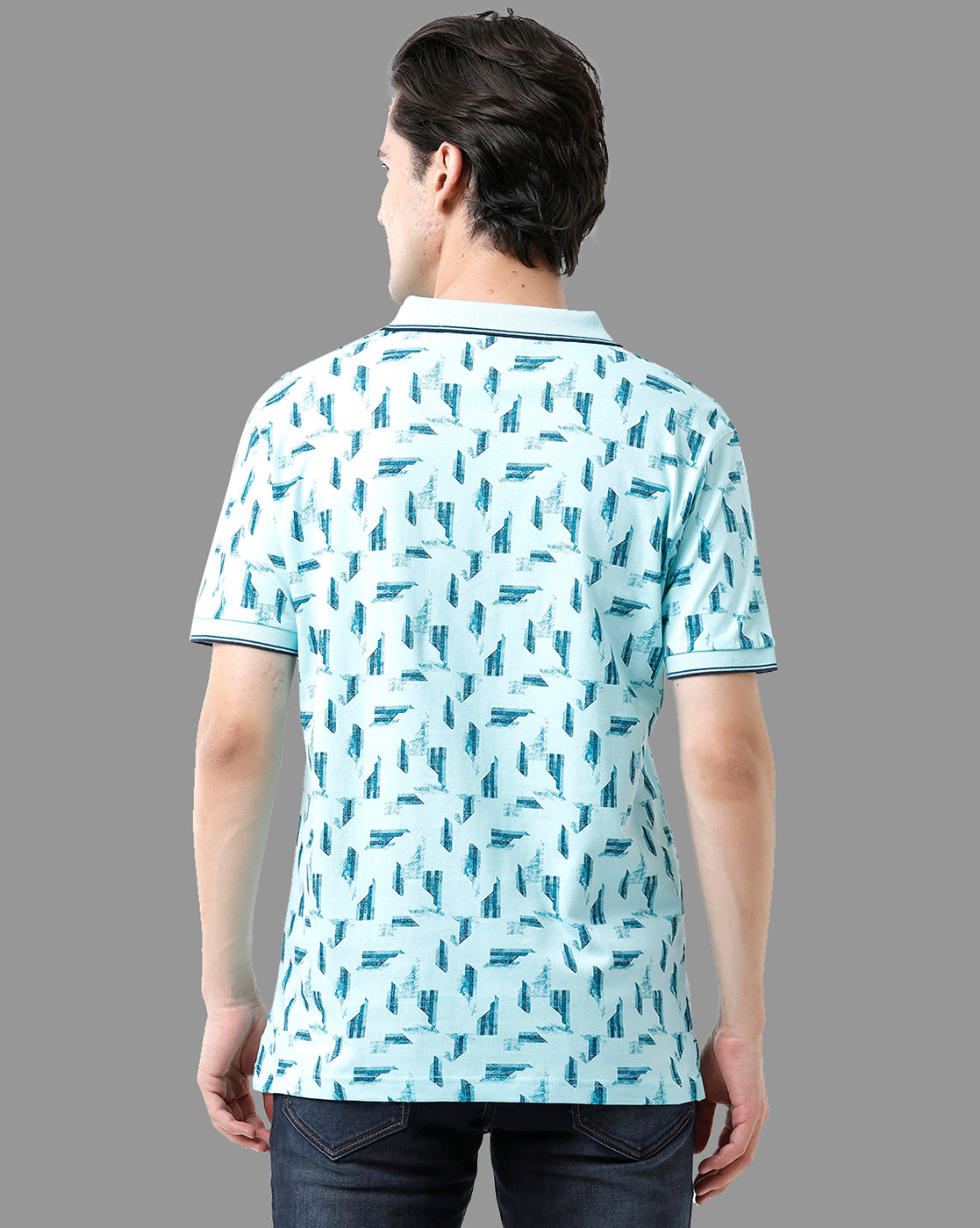 Classic Polo Mens Cotton Half Sleeve Printed Slim Fit Polo Neck Sky Blue Color T-Shirt | Bello - 183 B