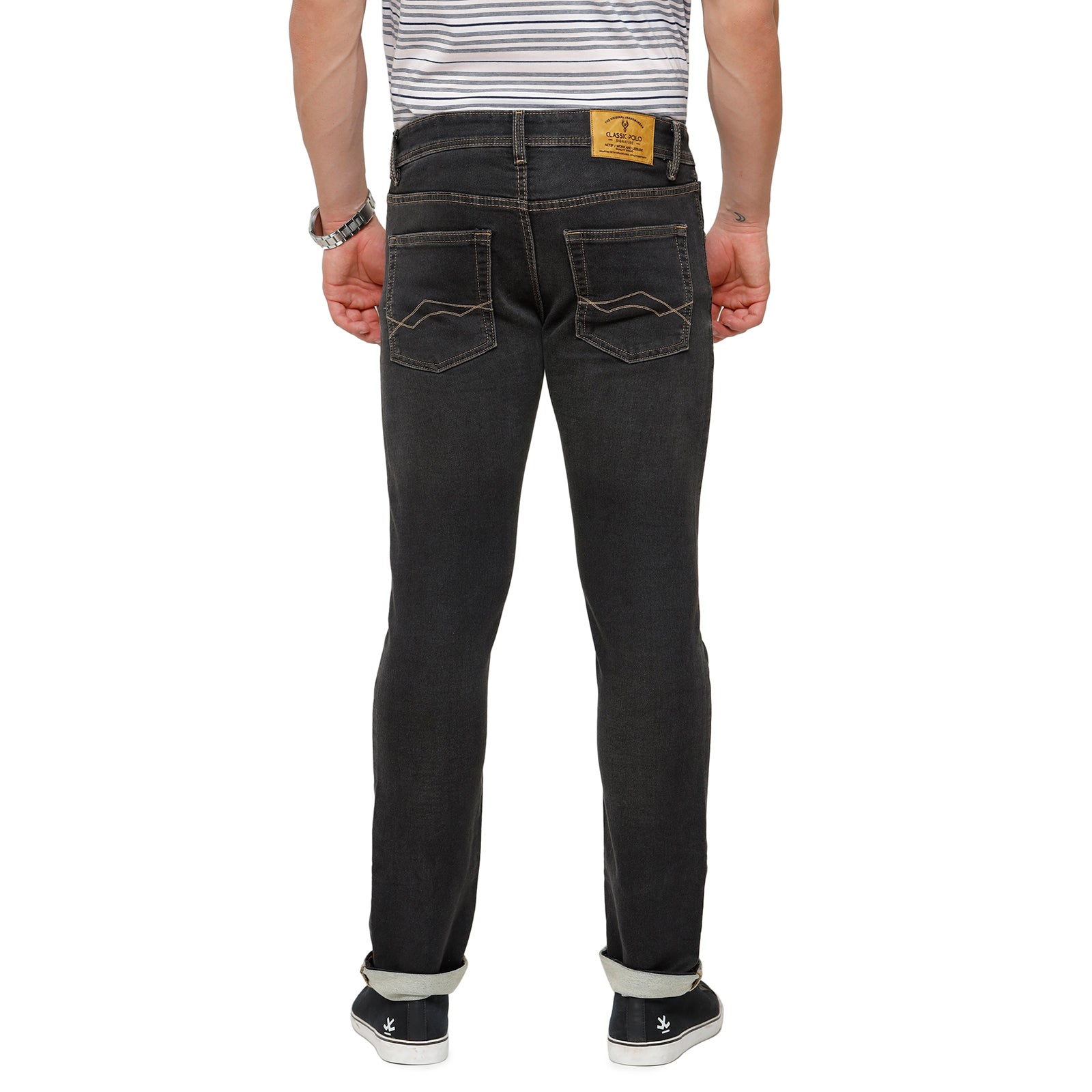 Classic Polo Mens Solid Cotton Blended Dark Grey Denim ( CPDM2-01L-DGR-SL-LY ) Jeans Classic Polo 