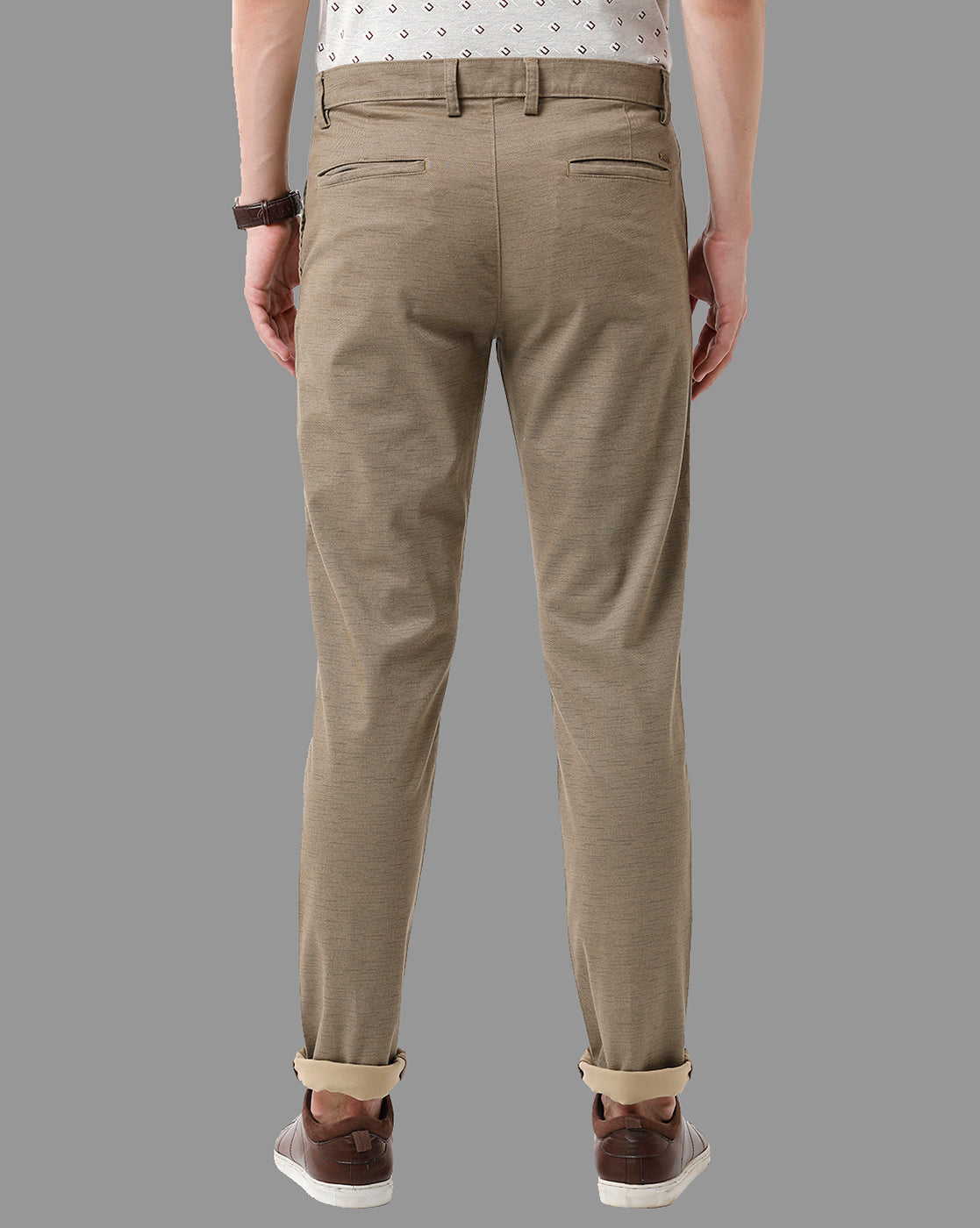 Classic Polo Mens Cotton Solid Smart Fit Khaki Color Trousers | Tn2-26 B