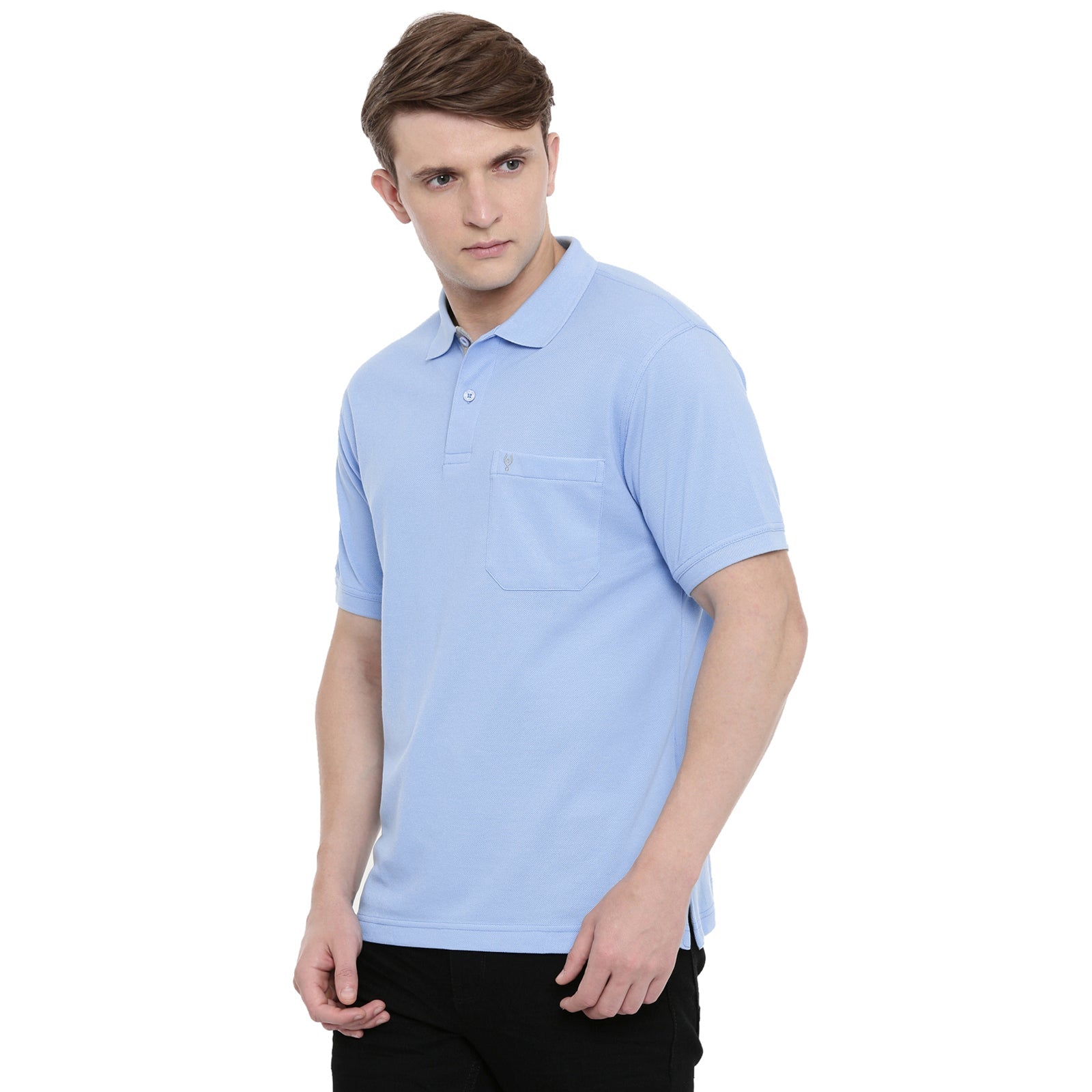 Classic Polo Sky Blue Polo Neck Authentic Fit T Shirt Men - 4SSN 201 T-shirt Classic Polo 