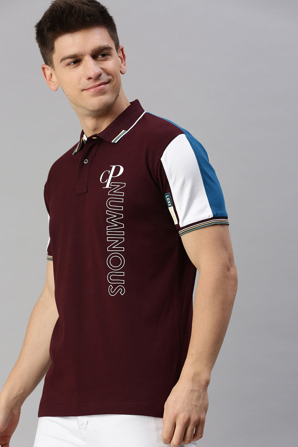 Classic Polo Men's Cotton Half Sleeve Printed Slim Fit Polo Neck Maroon Color T-Shirt | Prm - 761 B