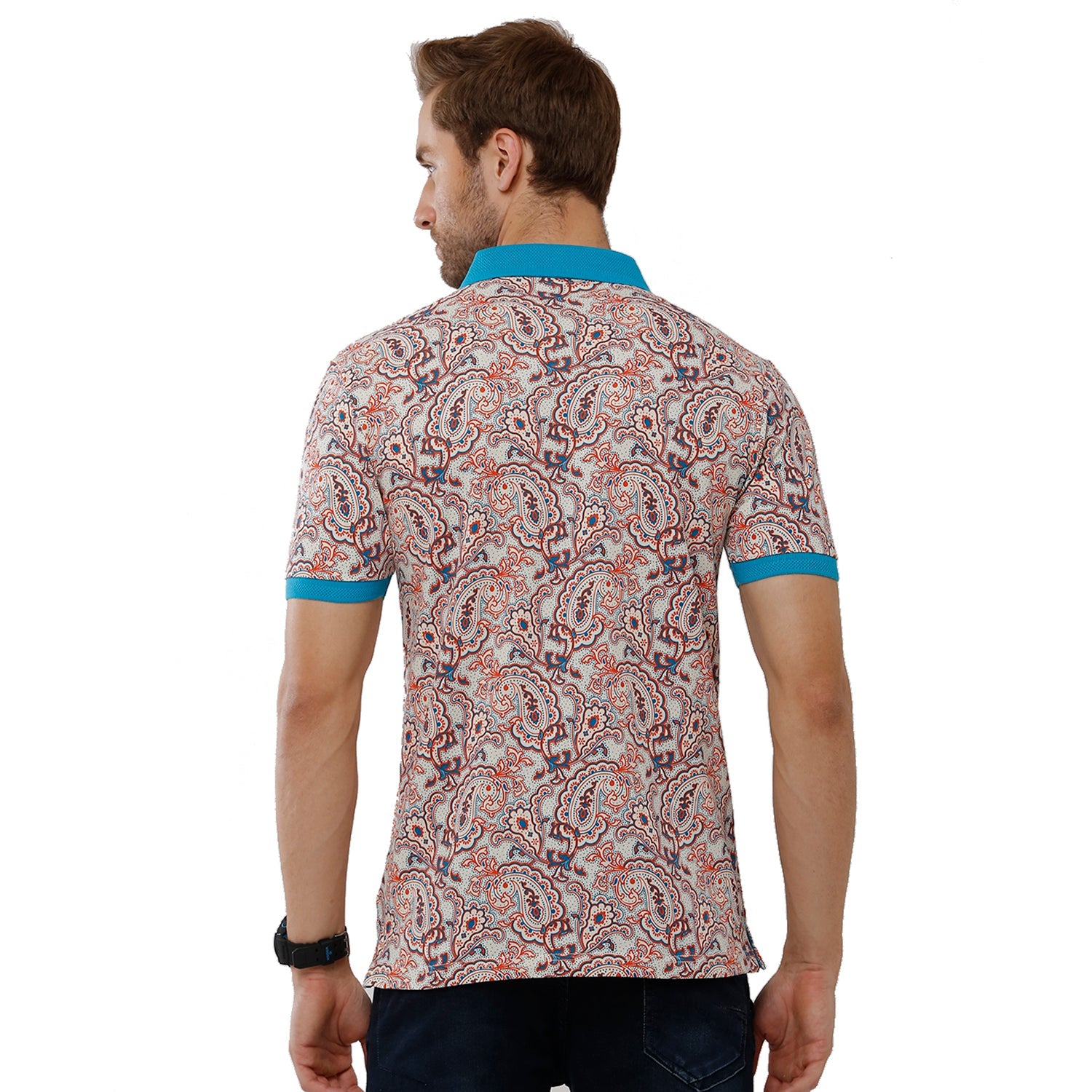 Classic Polo Bro Mens 100% Cotton Printed Half Sleeve Slim Fit Polo Neck Multicolor T-Shirt (BRP - 325 B SF P) Classic Polo 
