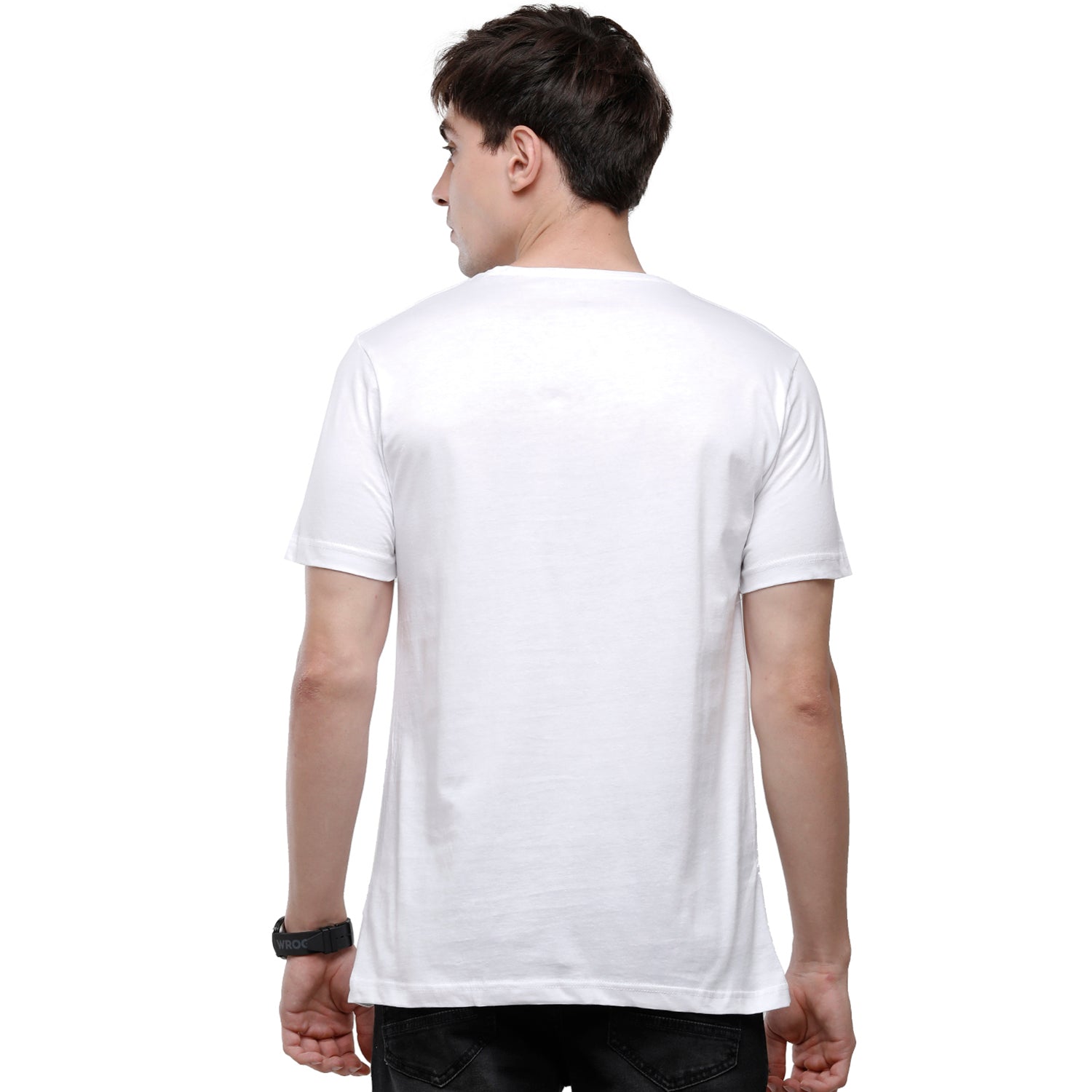 Classic Polo Mens 100% Cotton Solid Half Sleeve Round Neck T-Shirt - White (NOS-CERES-01 SF C) T-shirt Classic Polo 